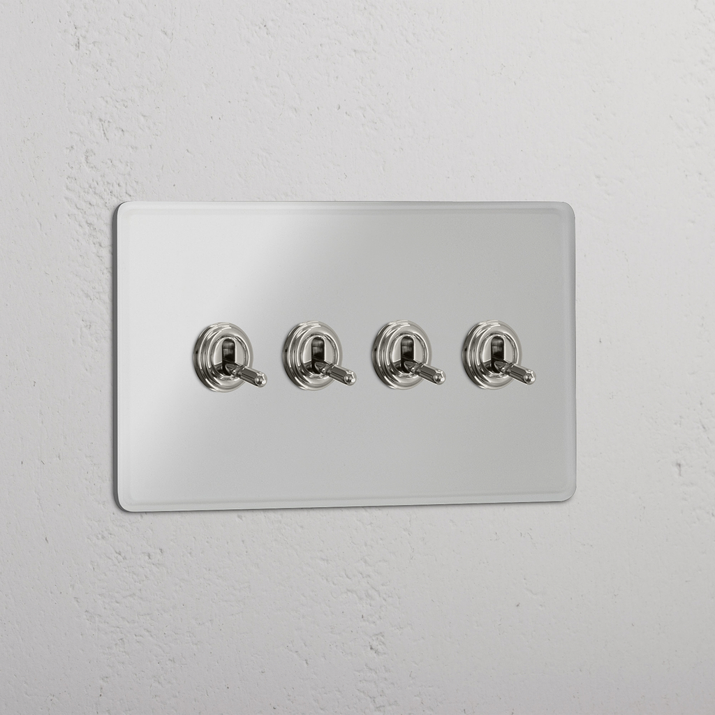 Double 4x Toggle Switch - Clear Polished Nickel