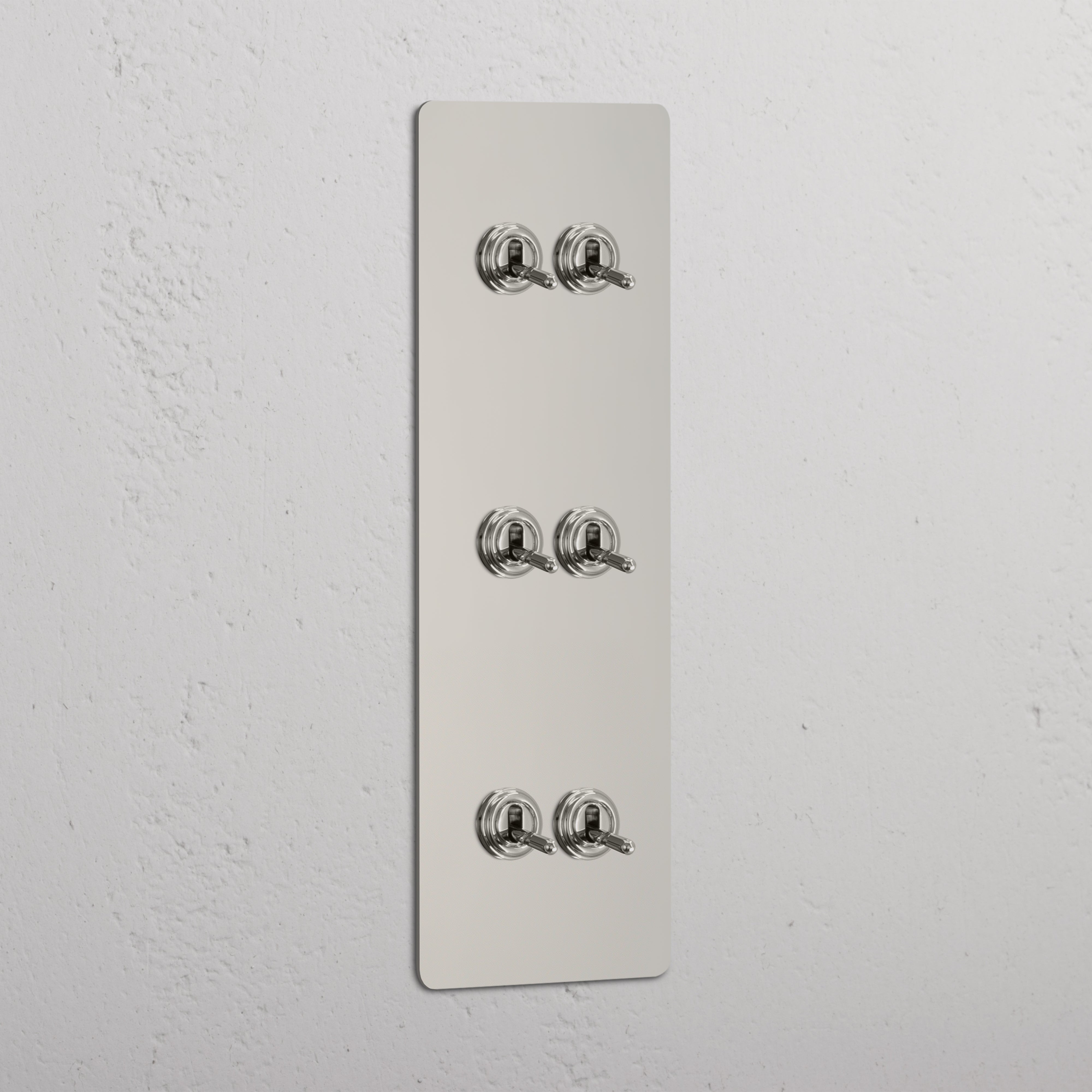 Triple 6x Vertical Toggle Switch - Polished Nickel