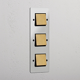 Triple 3x Vertical Rocker Switch - Clear Antique Brass Black
