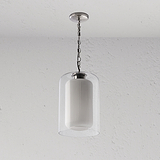 Windsor średnia lampa wisząca z opalowym szkłem - Polerowany nikiel