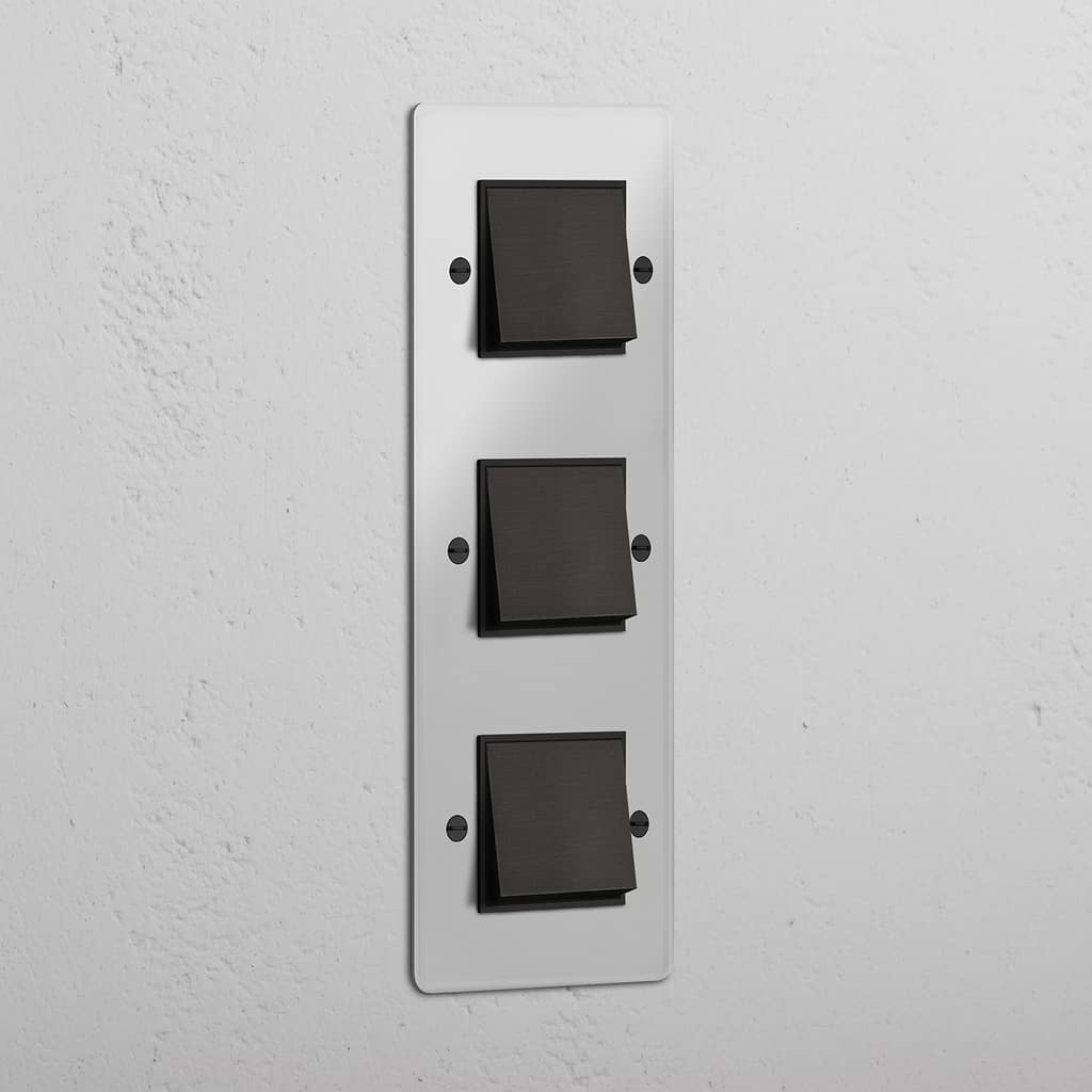 Triple 3x Vertical Rocker Switch - Clear Bronze Black