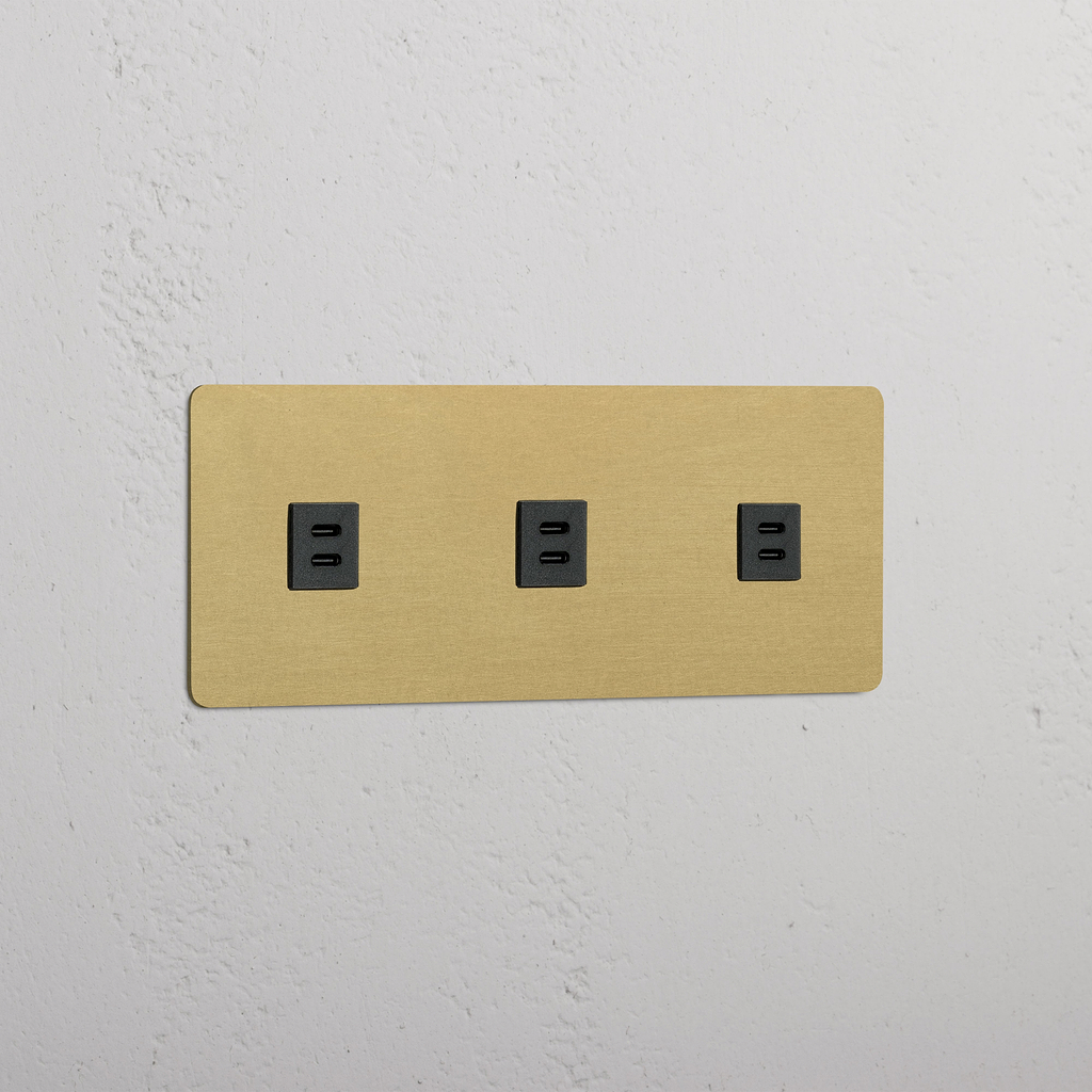 Triple 3x USB Module - Antique Brass Black