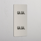 Double 4x Vertical Toggle Switch - Polished Nickel