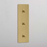 Triple 3x Vertical Toggle Switch - Antique Brass