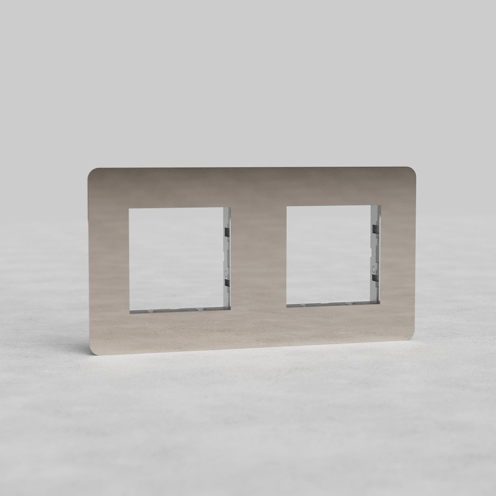 Double 45mm Switch Plate EU - Polished Nickel