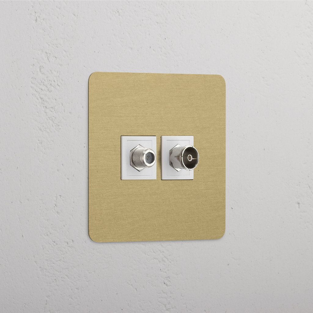 Single Satellite & TV Module - Antique Brass White