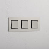 Triple 3x Rocker Switch - Polished Nickel Black