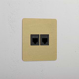 Single 2x RJ45 Module - Antique Brass Black