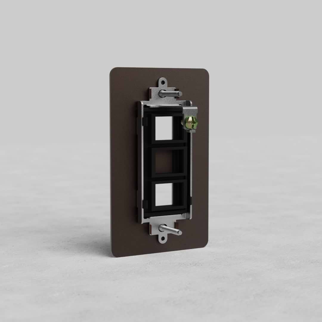 Bronze 1G 2x Keystone Plate Kew US for electrical wall installation, with two rectangular keystone openings.
