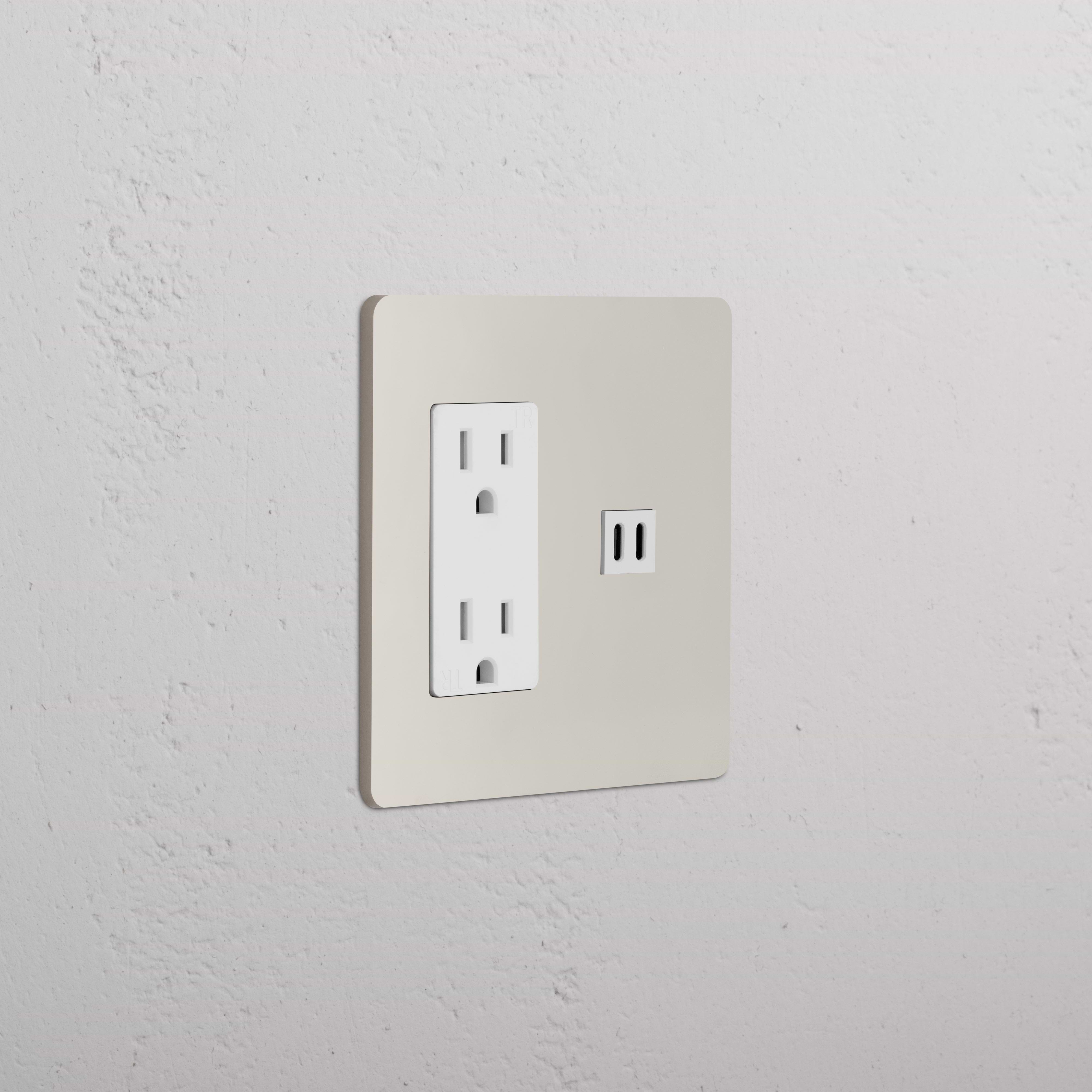 Grove 2G Outlet & Fast Charge USB in polished nickel and white with two power sockets and dual USB ports.