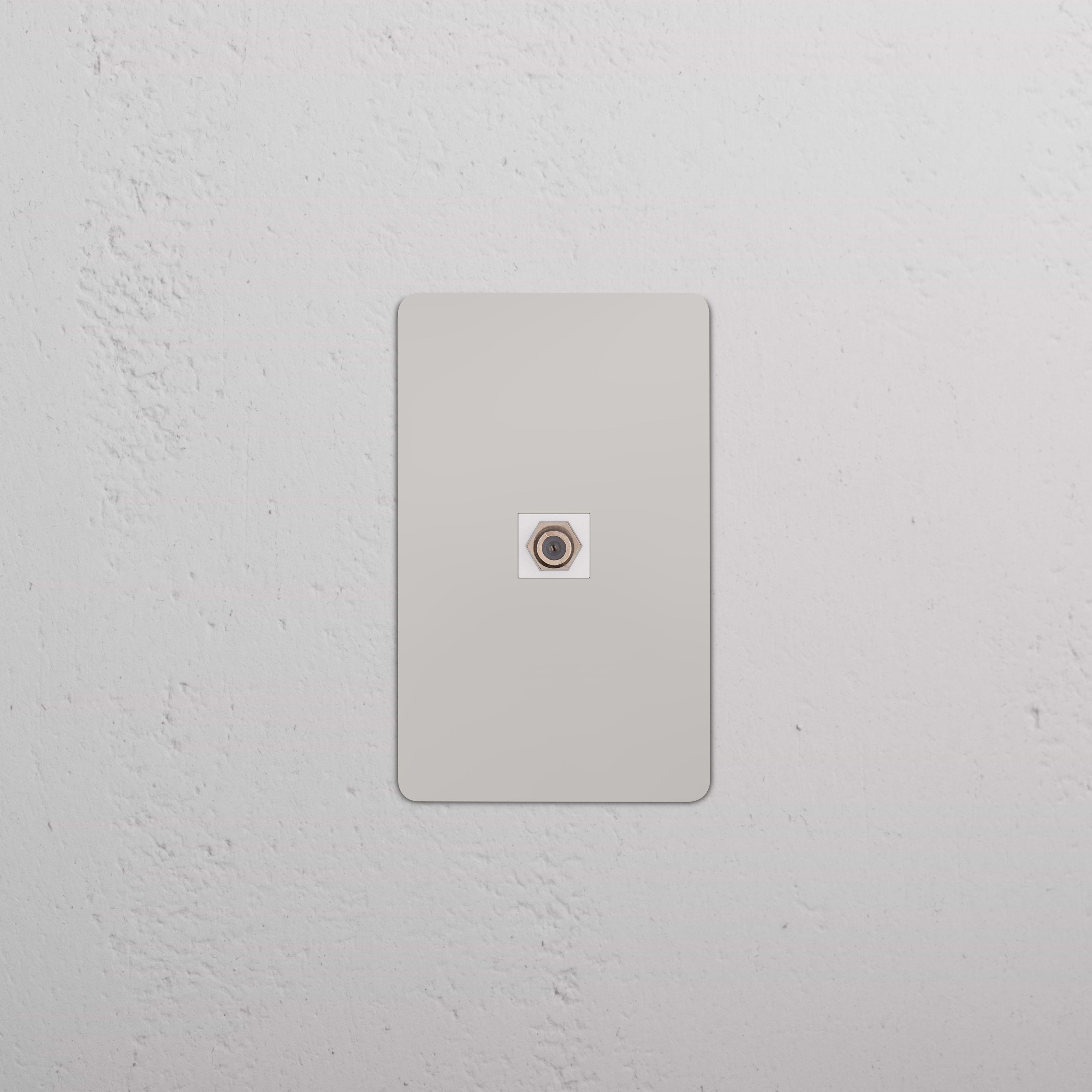 Kew 1G Satellite Keystone wall plate in Polished Nickel White with central satellite keystone port.