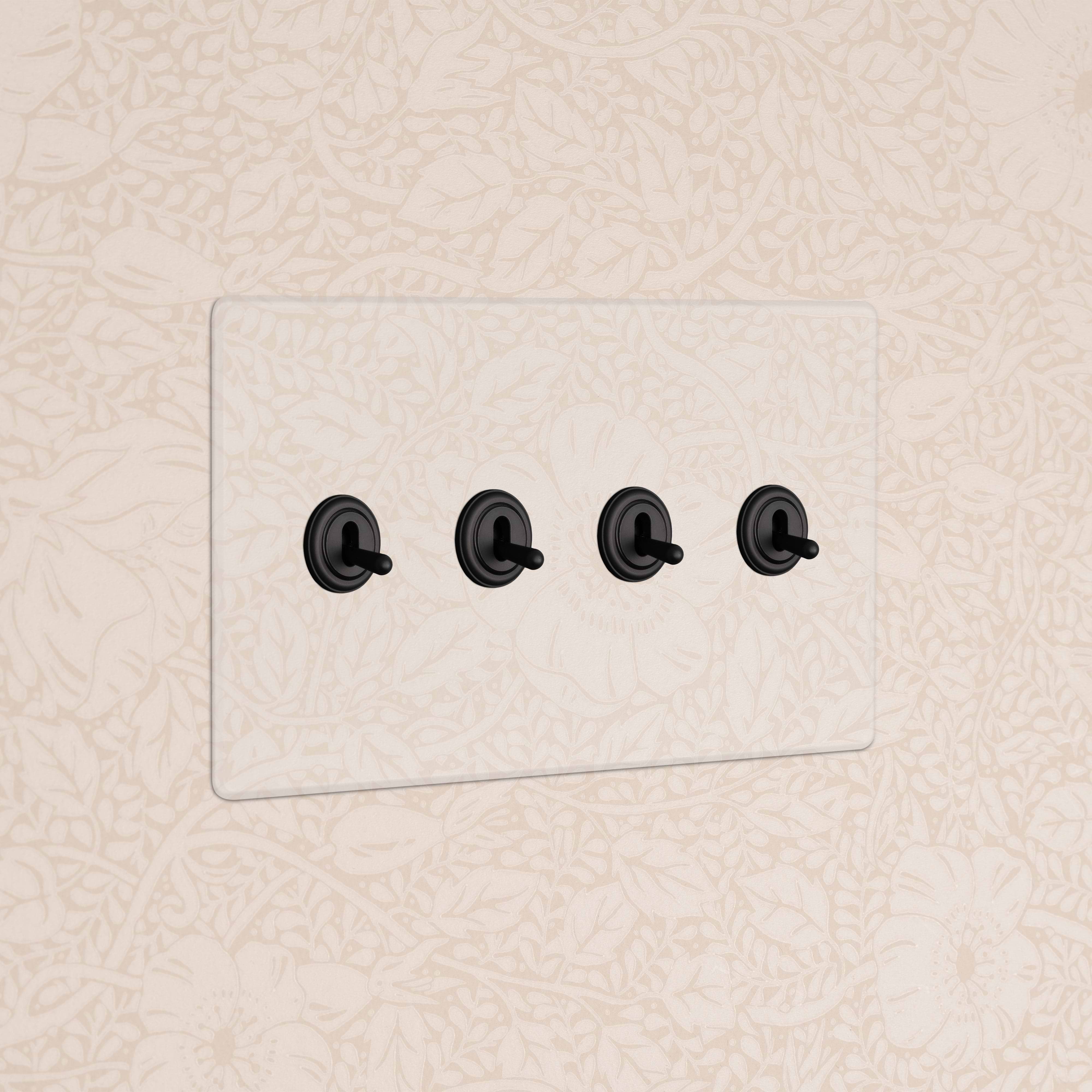 Kew 4G Toggle Switch - Clear Bronze with four black toggles on a clear bronze panel.