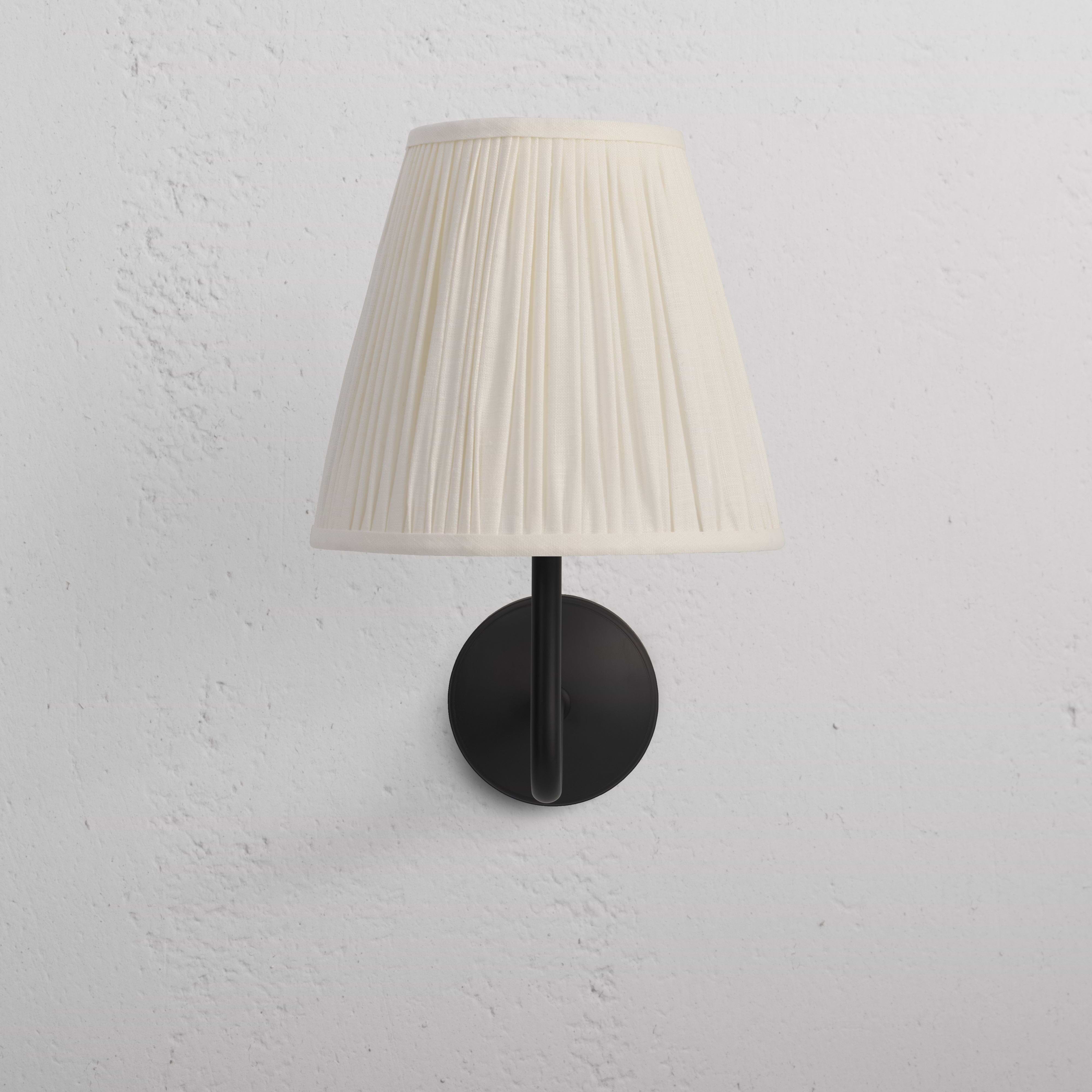 Large Malvern Wall Light in Alabaster White with bronze base and white alabaster shade, wall-mounted.