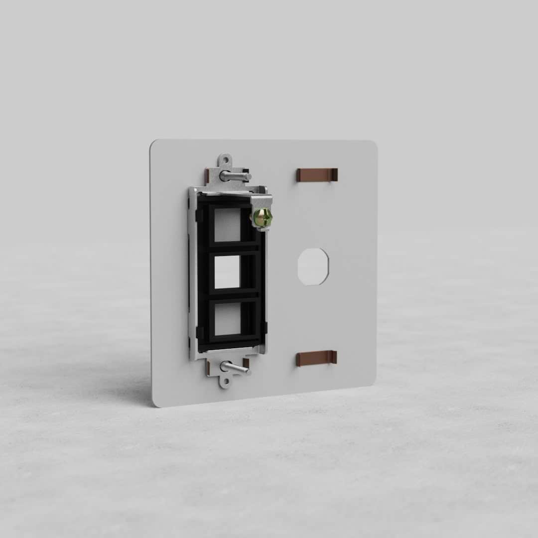 Paintable white 2G Switch & Keystone Plate Kew US with keystone openings, shown upright on a neutral background.