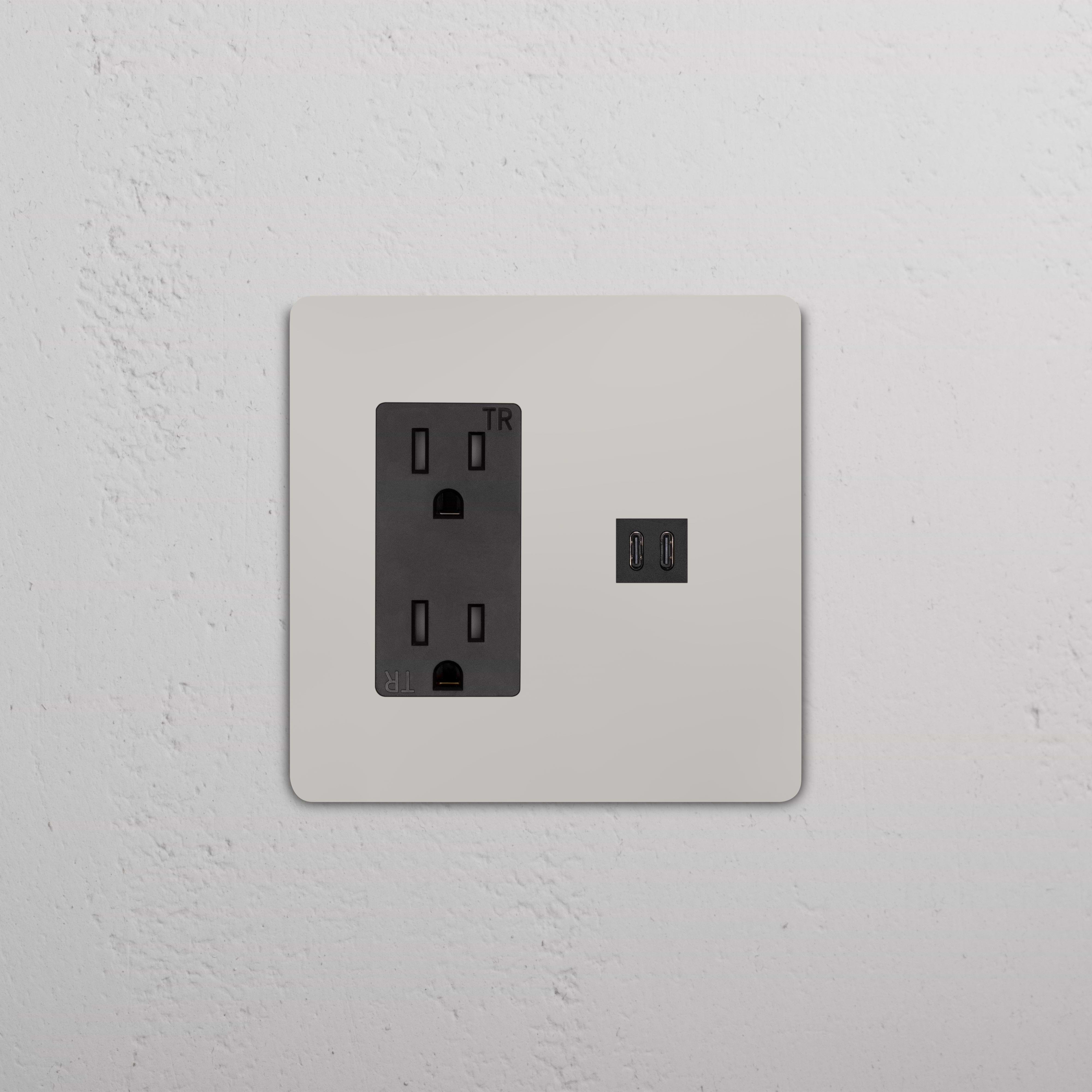 Grove 2G Outlet & Fast Charge USB in Polished Nickel Black with two sockets and two USB ports.