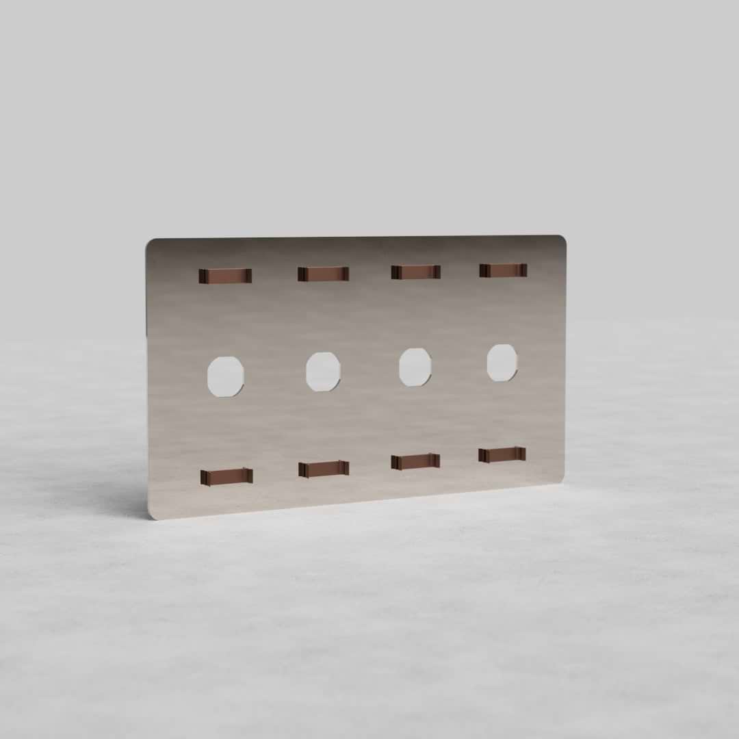 4G Switch Plate Kew US in polished nickel finish, showing four switch apertures on a neutral background.