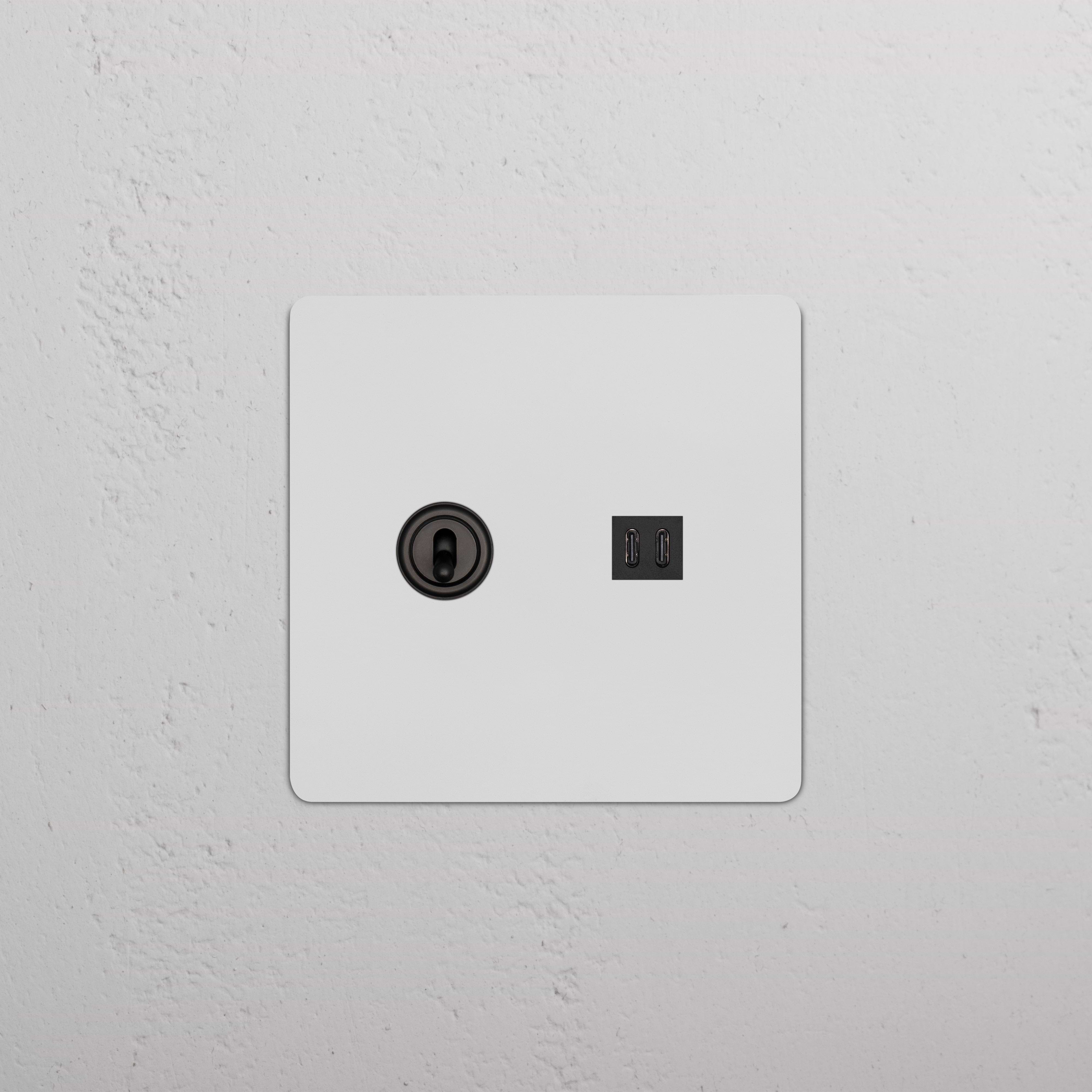 Kew 2G Toggle Switch & Fast Charge USB in paintable bronze black with two toggles and dual USB ports.