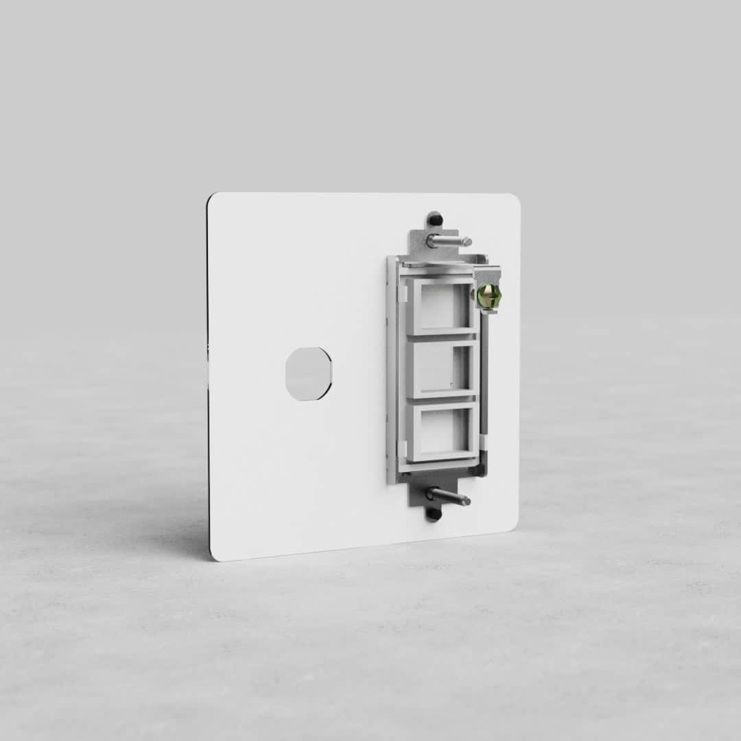 Clear 2G Switch & Keystone Plate Kew US wall plate with rectangular cutouts, shown on a gray background.