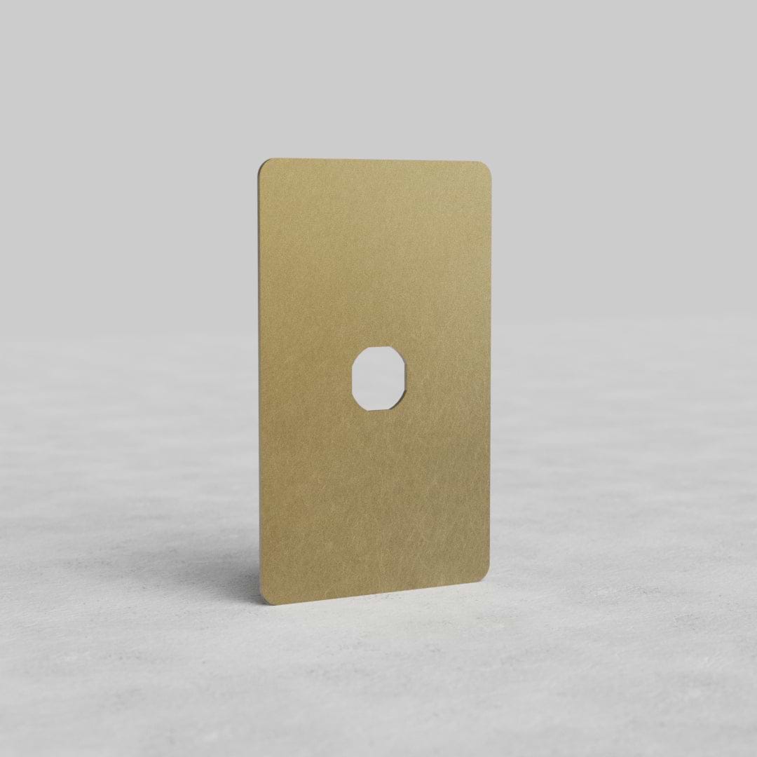 Antique Brass 1G switch plate (Kew US) with rounded corners, shown upright on a neutral background.