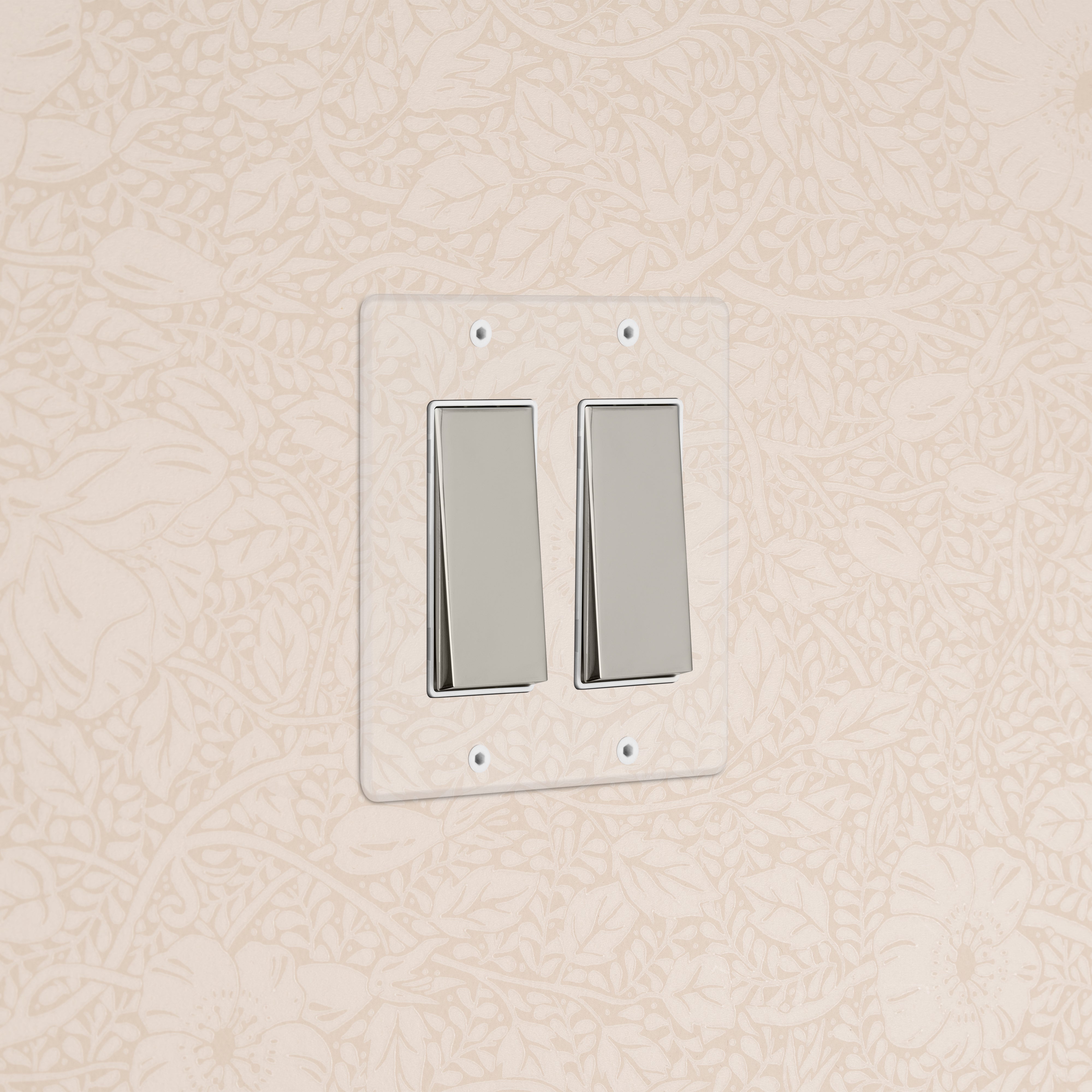 Kew 2G Rocker Switch - Clear Polished Nickel White