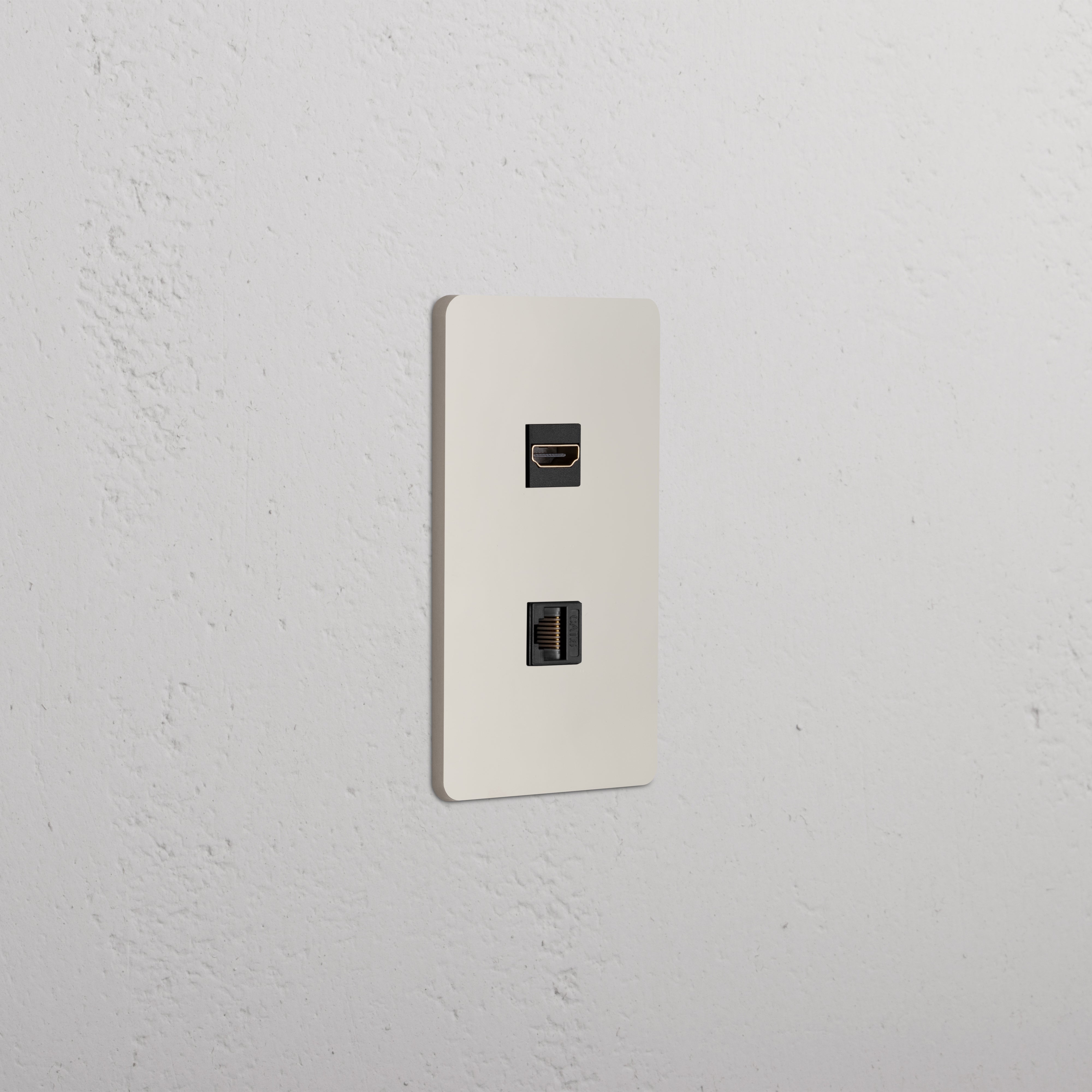 Grove 1G HDMI & CAT 6 Keystone faceplate in polished nickel black finish, designed for audio/video connectivity.