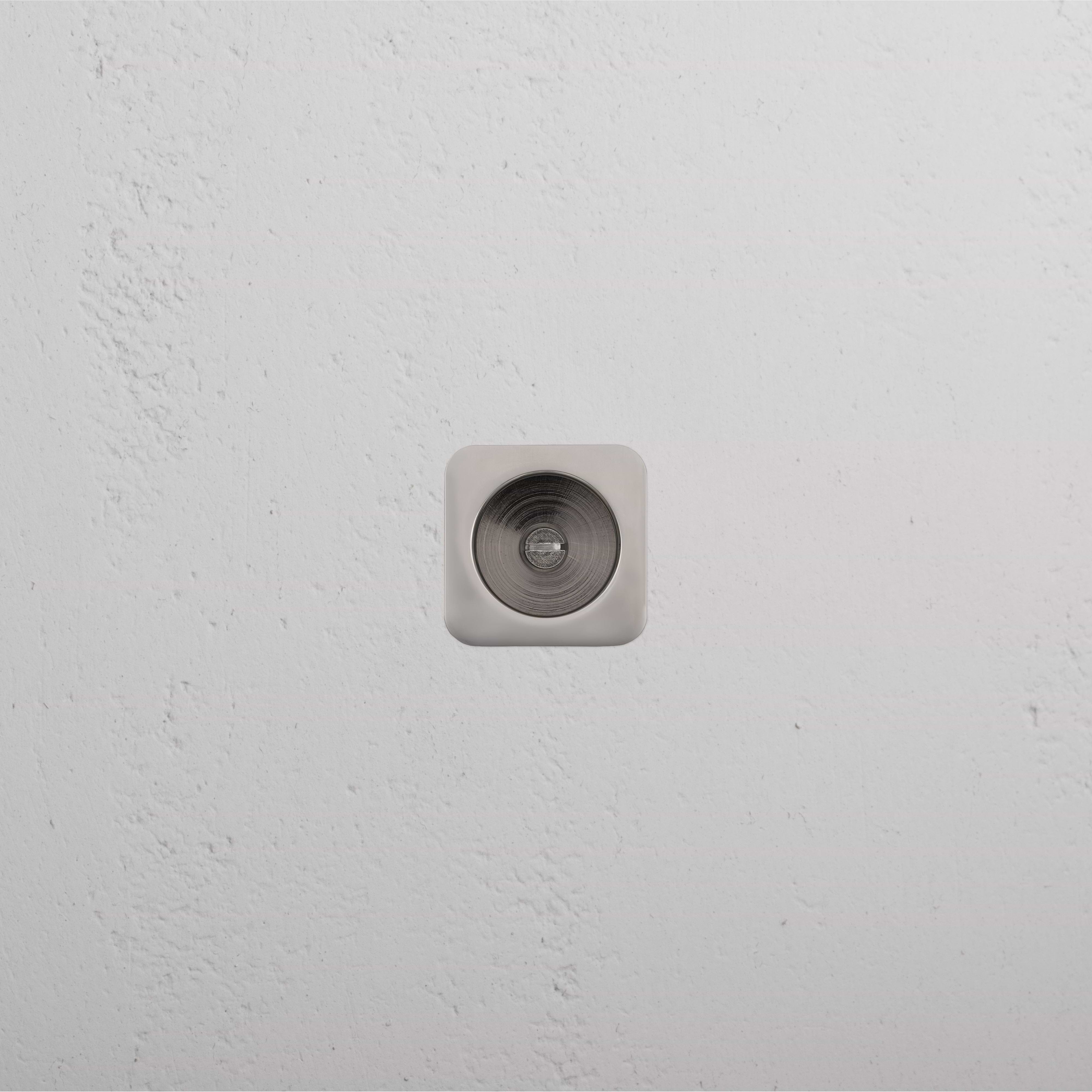 Regent Recessed Edge Pull in Polished Nickel, shown close-up to highlight its sleek, recessed design.