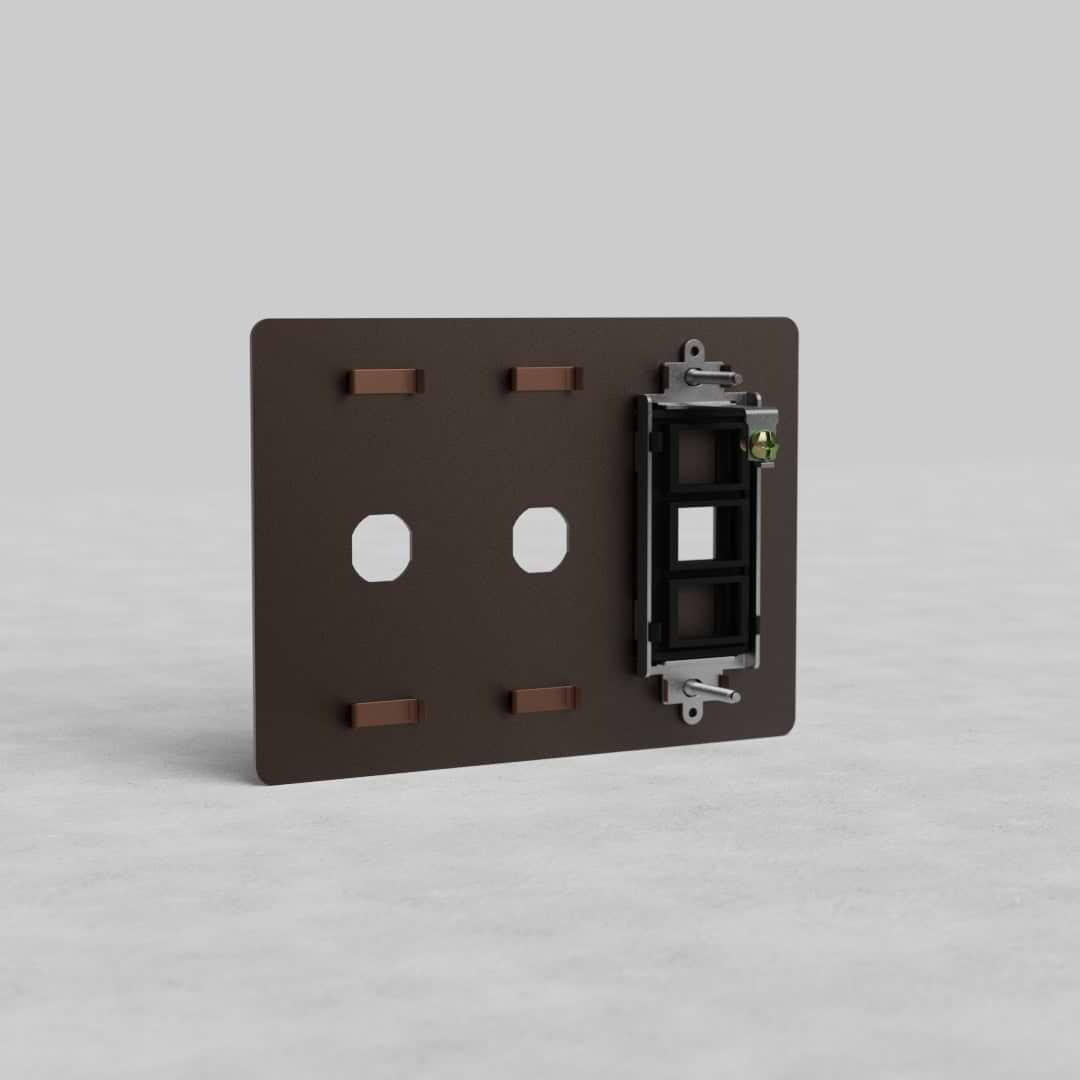 Bronze 3G 2x Switch & Keystone Plate Kew US faceplate with two switch openings, displayed upright.