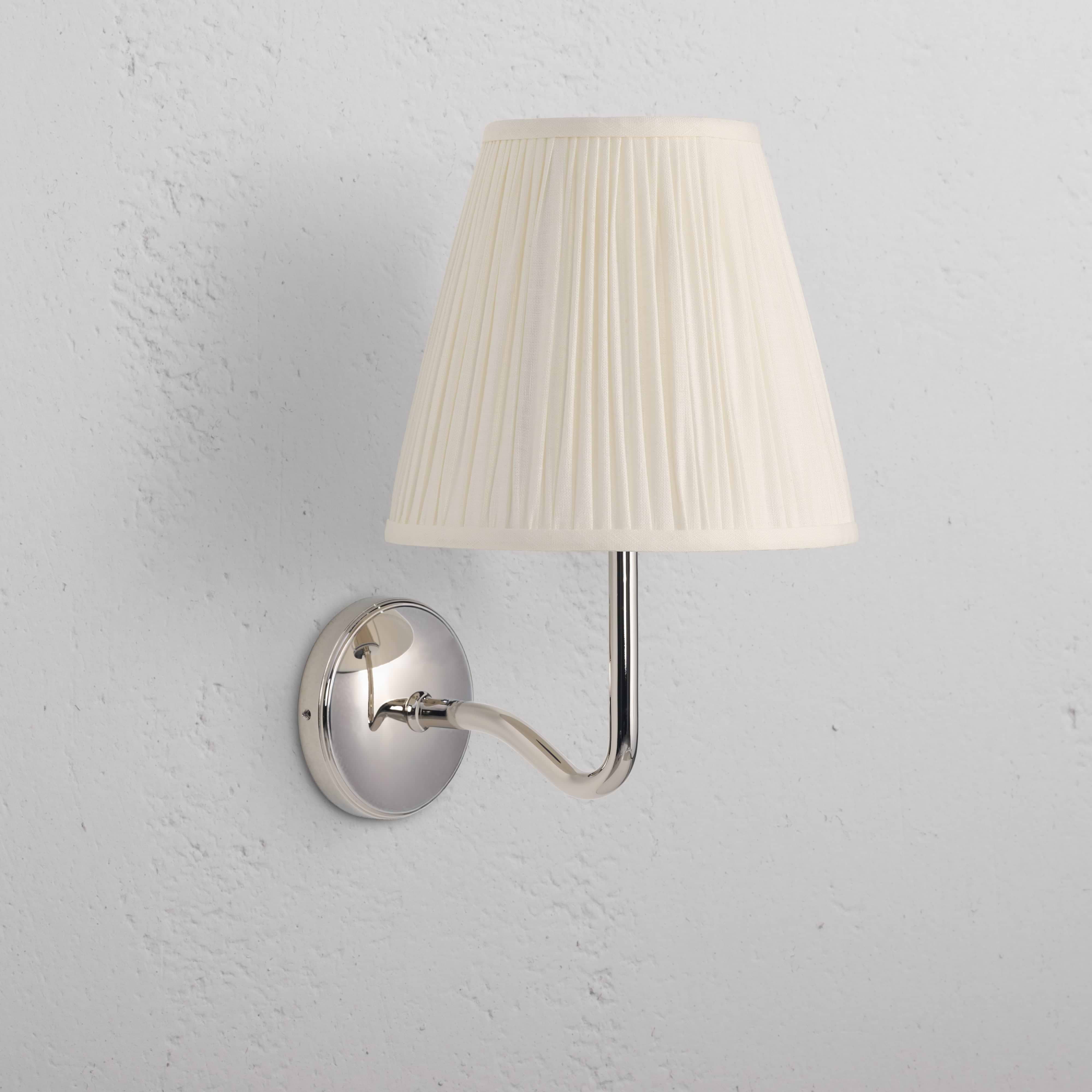 Large Malvern Wall Light in Alabaster White with polished nickel base and smooth dome-shaped shade, wall-mounted.