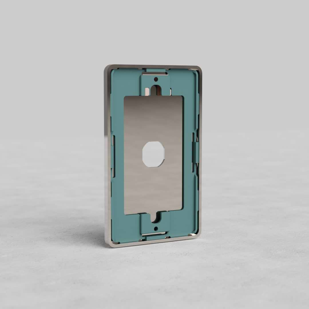 1G Switch Plate Grove US in polished nickel with central cutout, designed for standard wall switches.