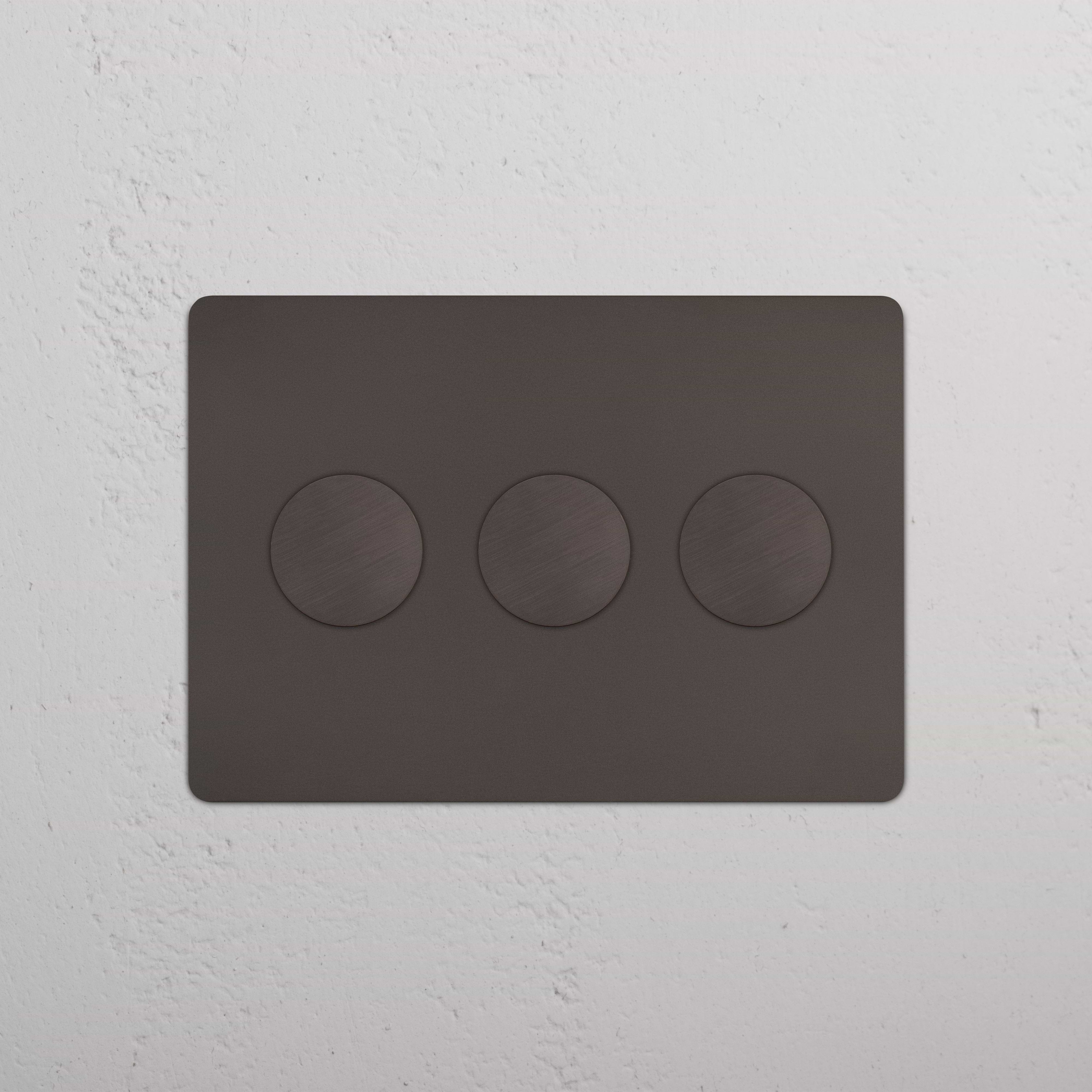 Kew 3G Dimmer Switch in bronze finish with three round dials on a rectangular panel.