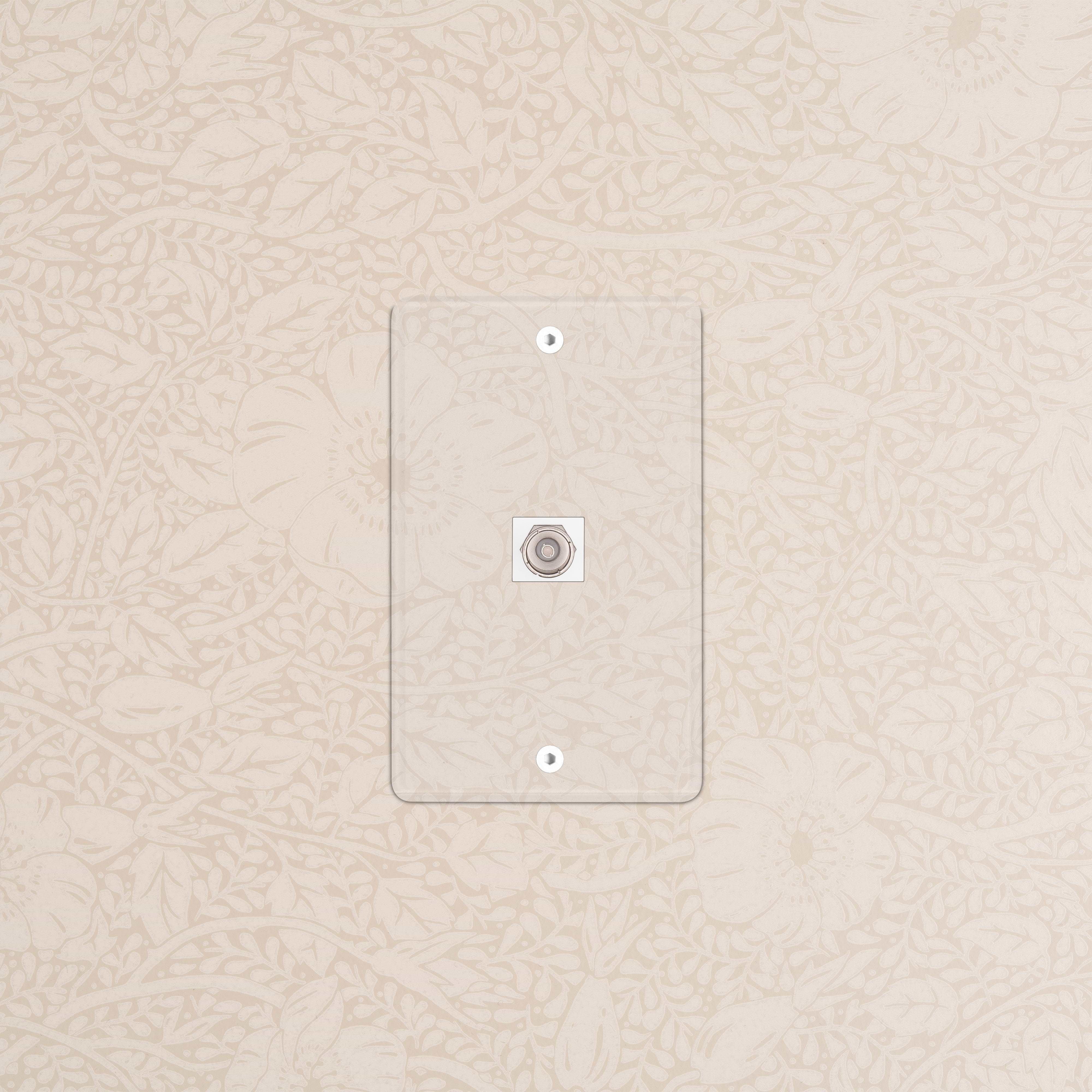Kew 1G TV Keystone in Clear White, single modular keystone faceplate for TV cable connections.