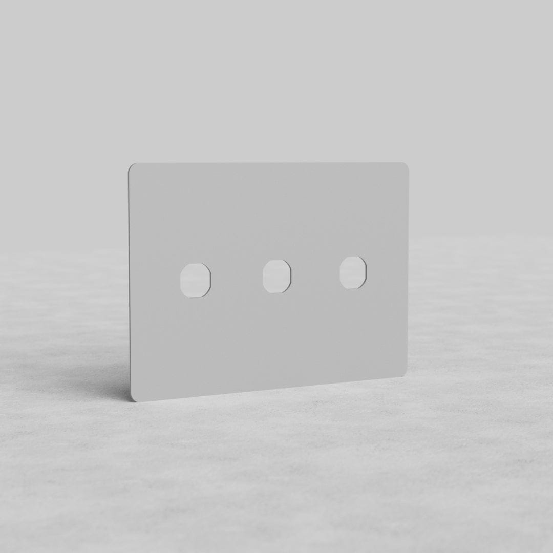 Rectangular 3G Switch Plate Kew US with three switch openings and a smooth, paintable finish.