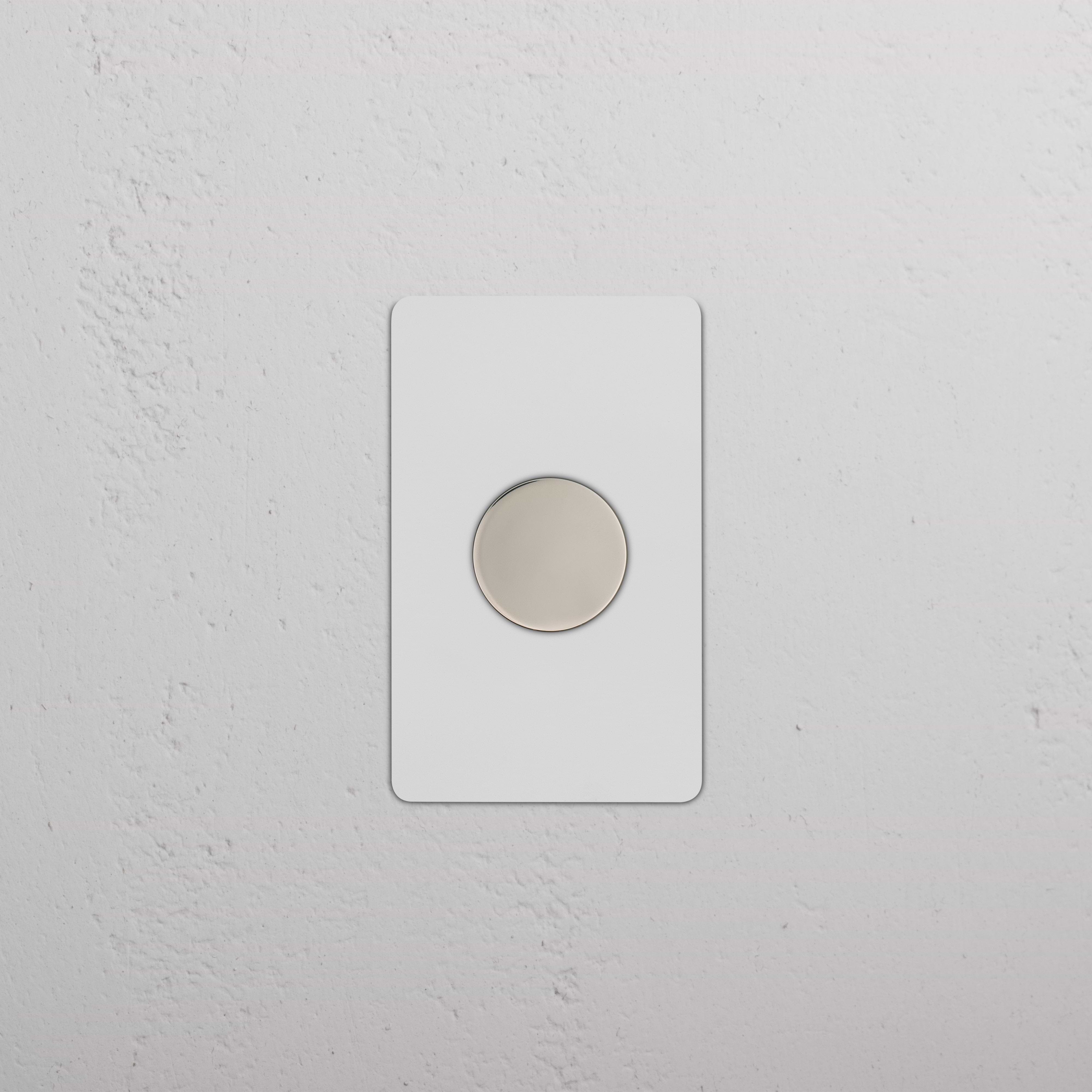 Kew 1G Dimmer Switch with a paintable polished nickel knob on a rectangular white plate.