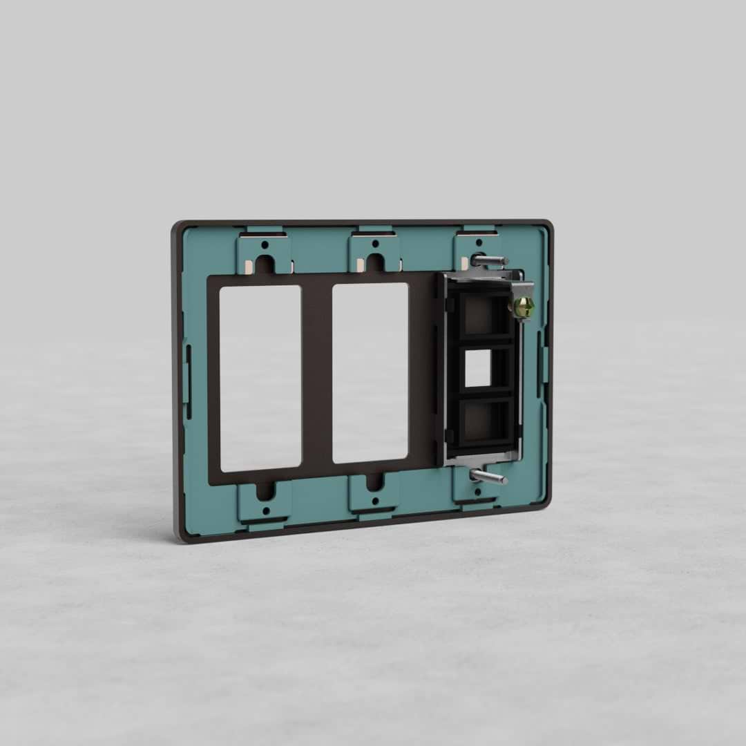Bronze 3G 2x Outlet & Keystone Plate Grove US with two outlet openings and keystone port slots.