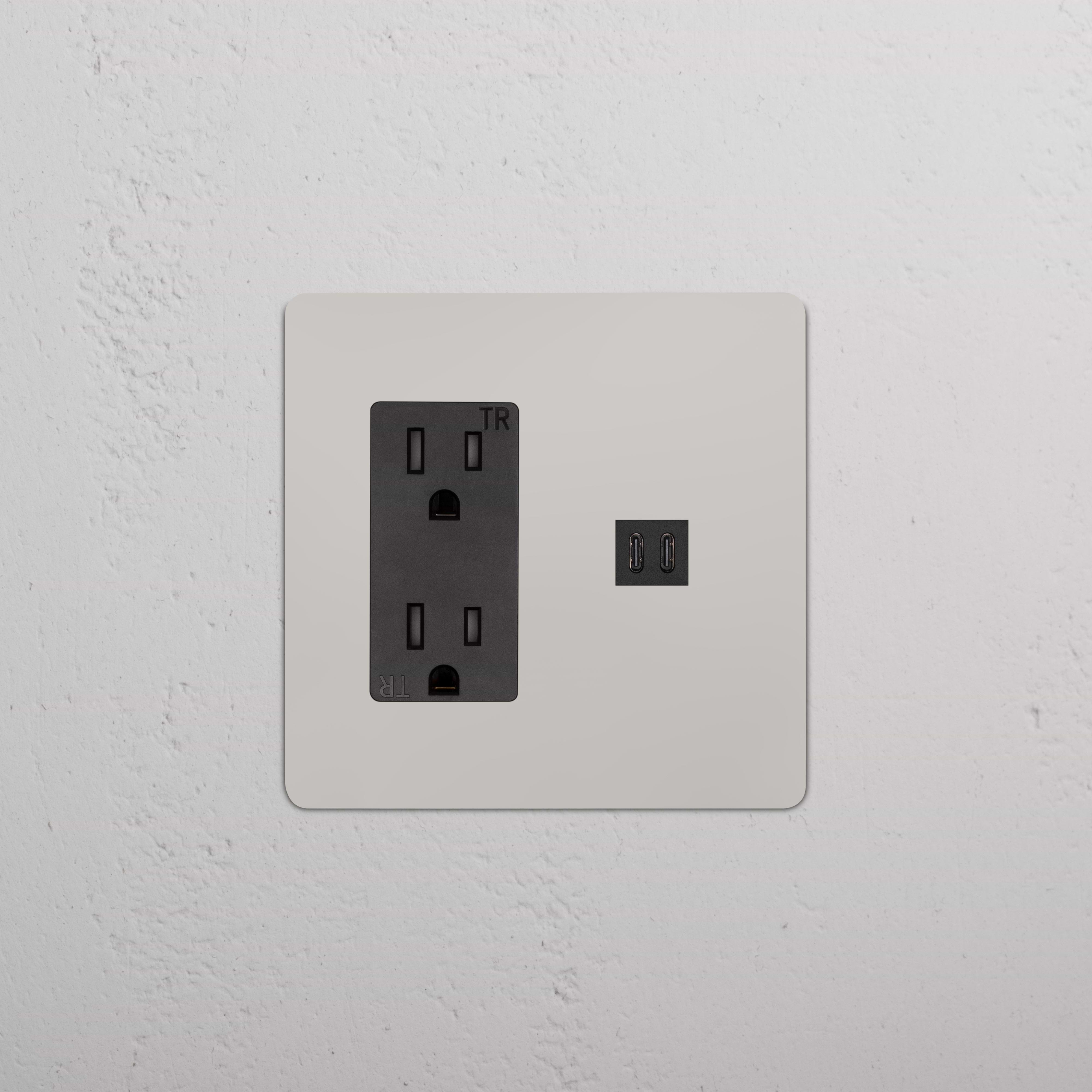 Kew 2G Outlet & Fast Charge USB in polished nickel black with two sockets and two USB-C ports on a wall.