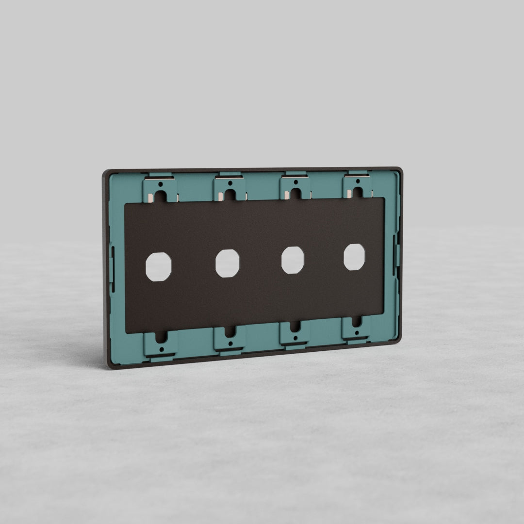 Bronze 4G Switch Plate Grove US with four circular switch cutouts, shown on a plain light gray background.
