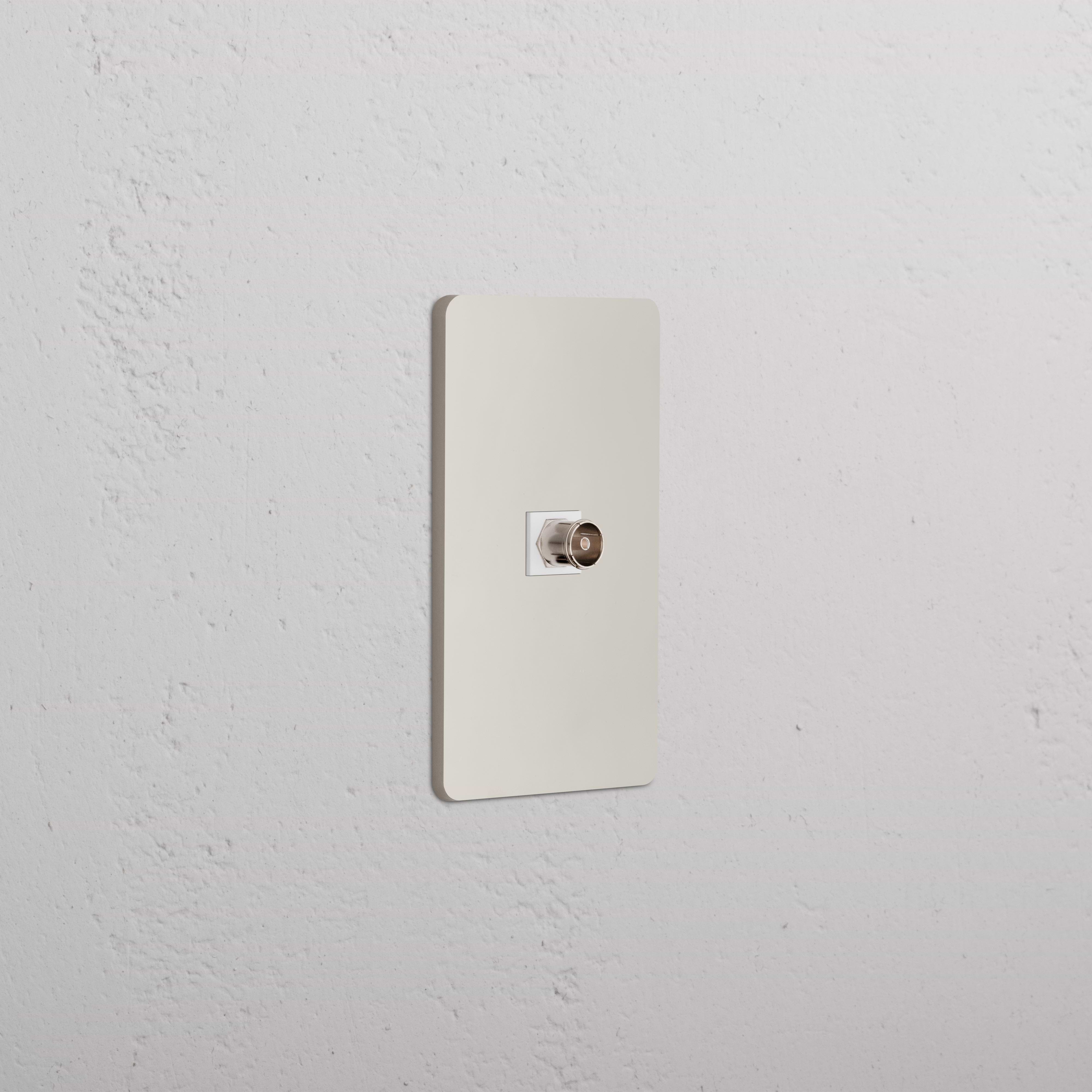 Grove 1G TV Keystone wall plate in polished nickel white, featuring a single keystone port for TV connections.