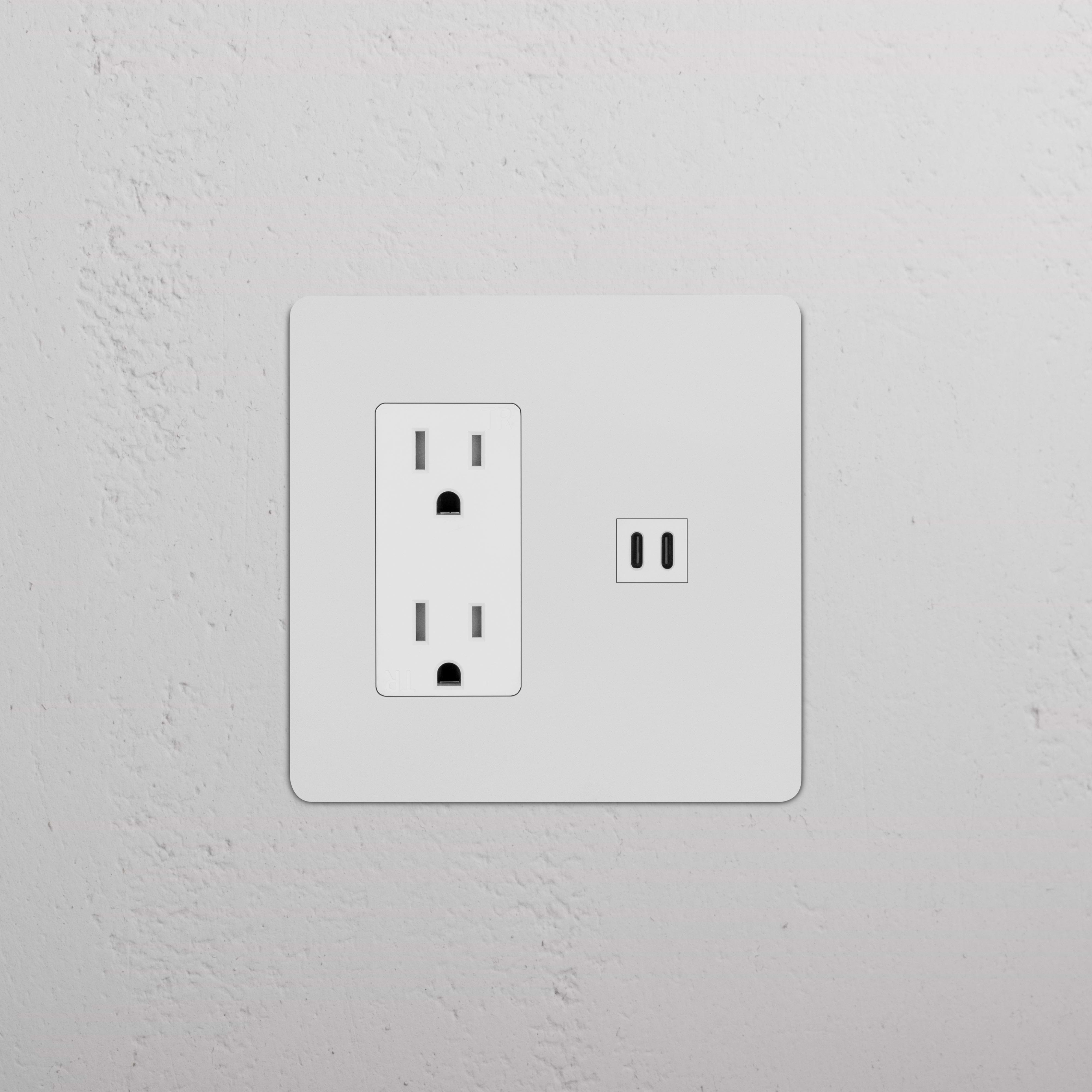 Kew 2G Outlet & Fast Charge USB in paintable white with two plug sockets and one USB port.
