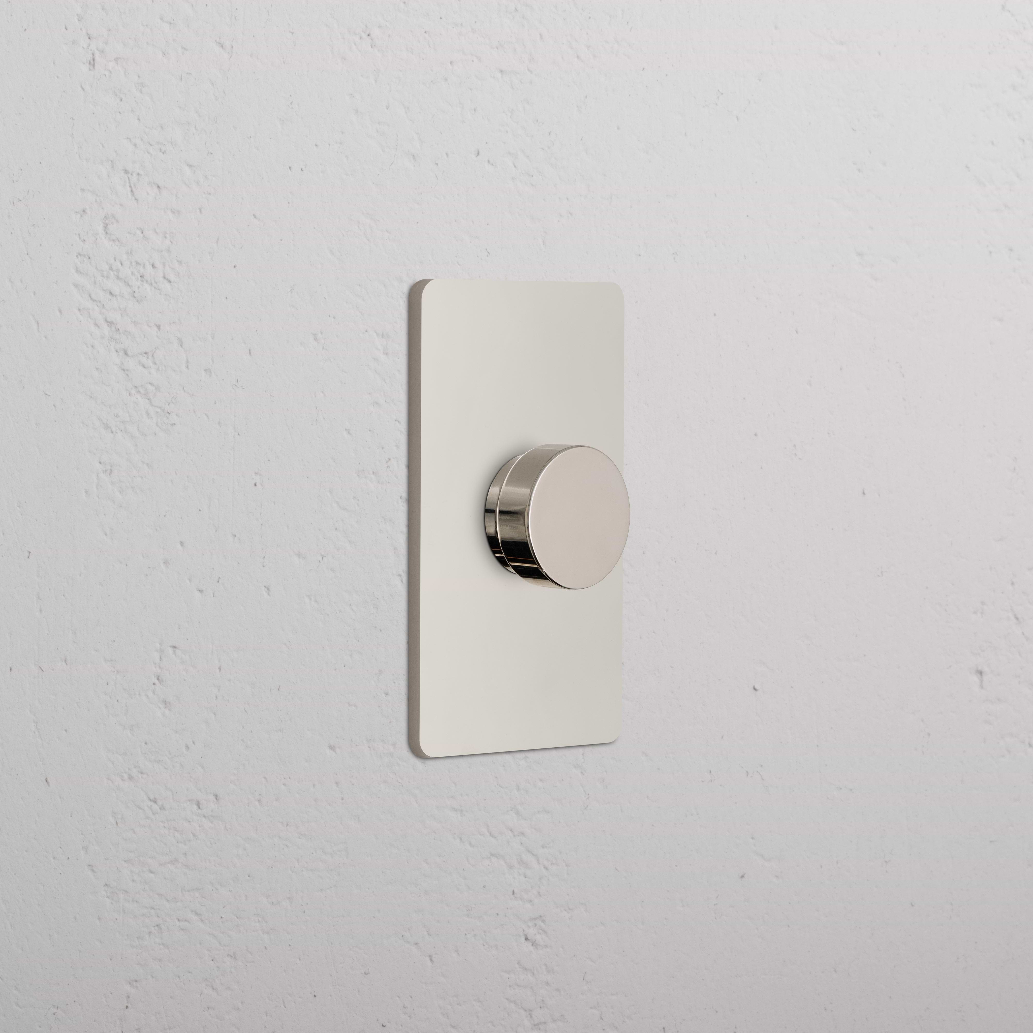 Grove 1G Dimmer Switch in polished nickel, featuring a round knob and modern design, wall-mounted.