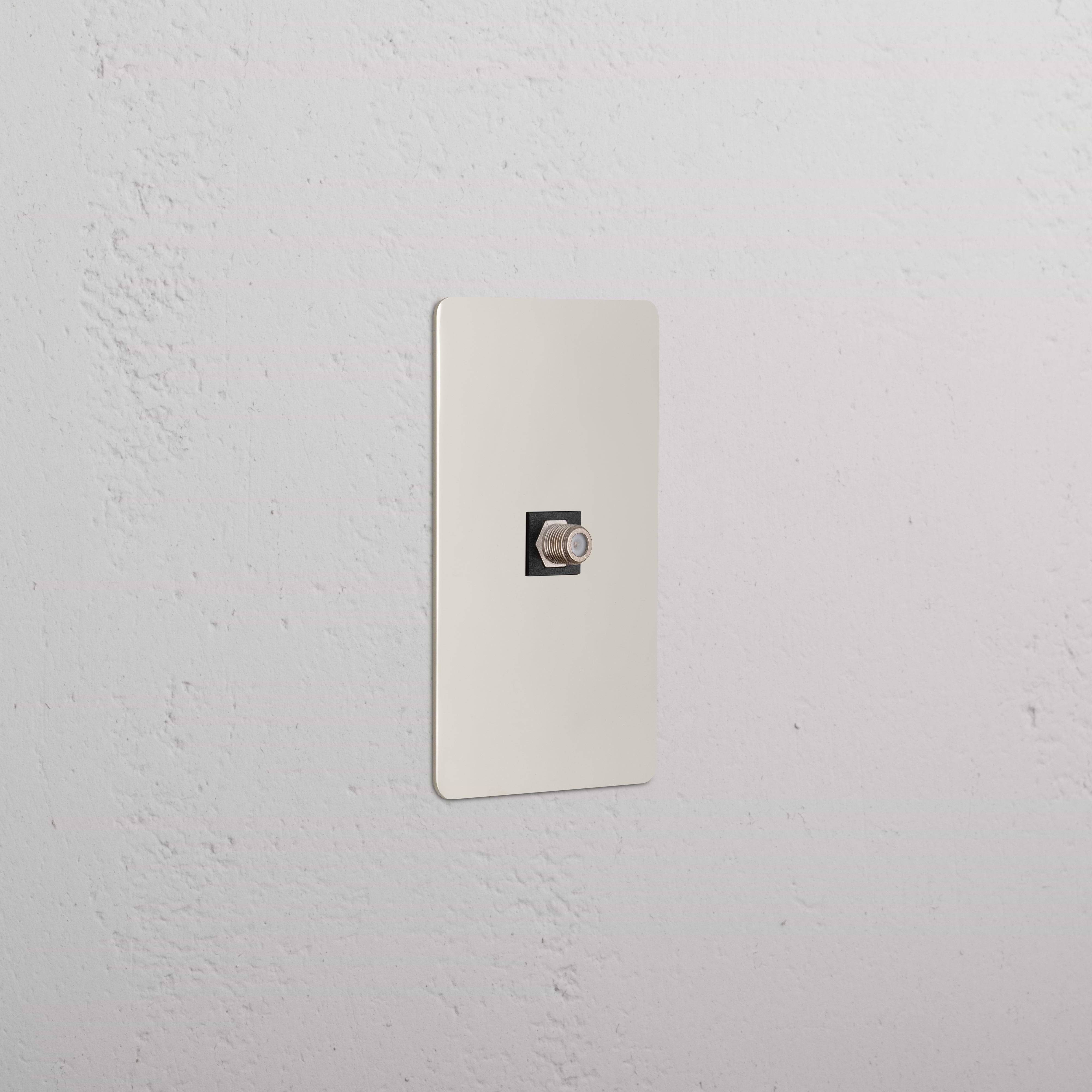 Kew 1G Satellite Keystone wall plate in Polished Nickel Black finish with single satellite keystone slot.