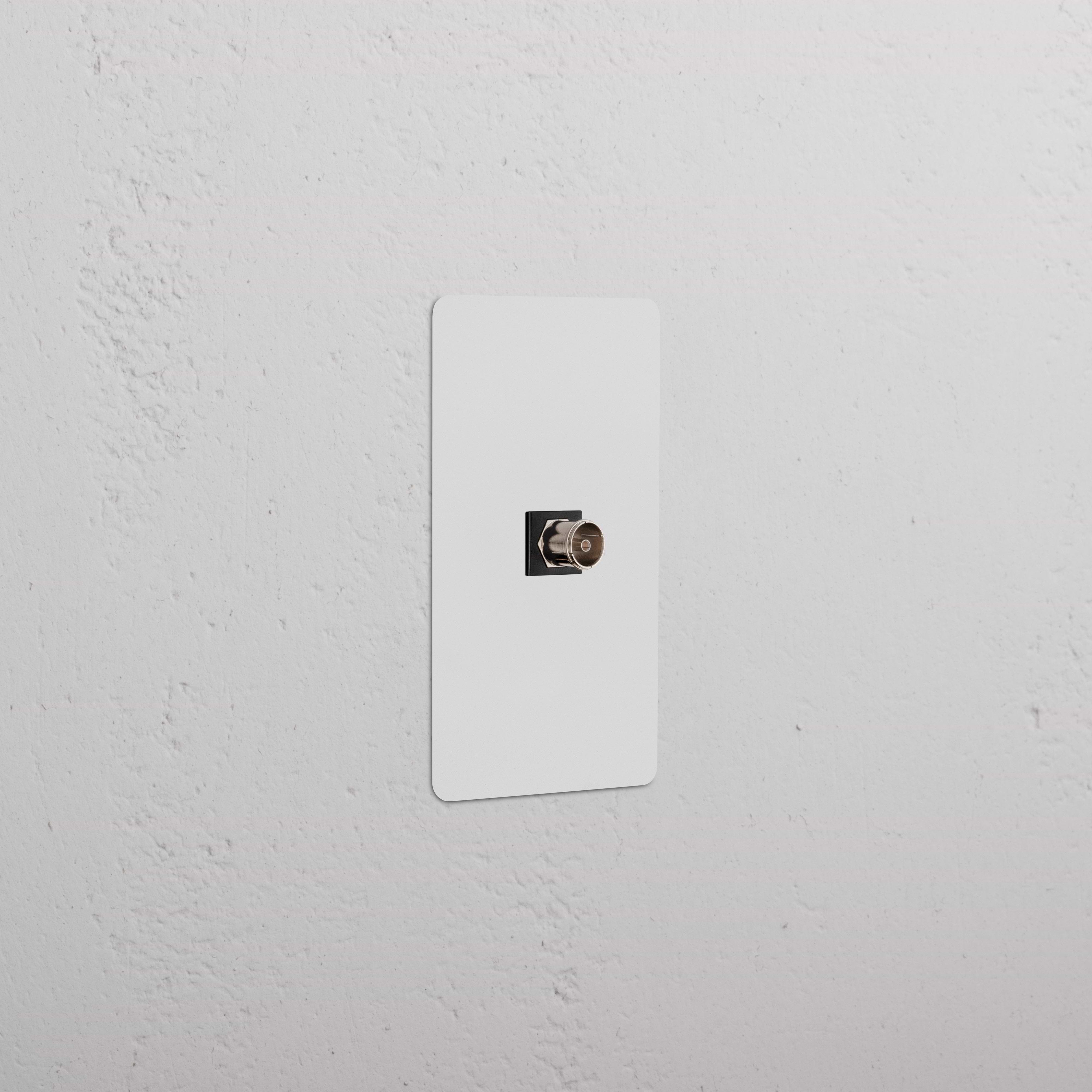 Kew 1G TV Keystone in paintable black, single-gang wall plate with coaxial TV connector.