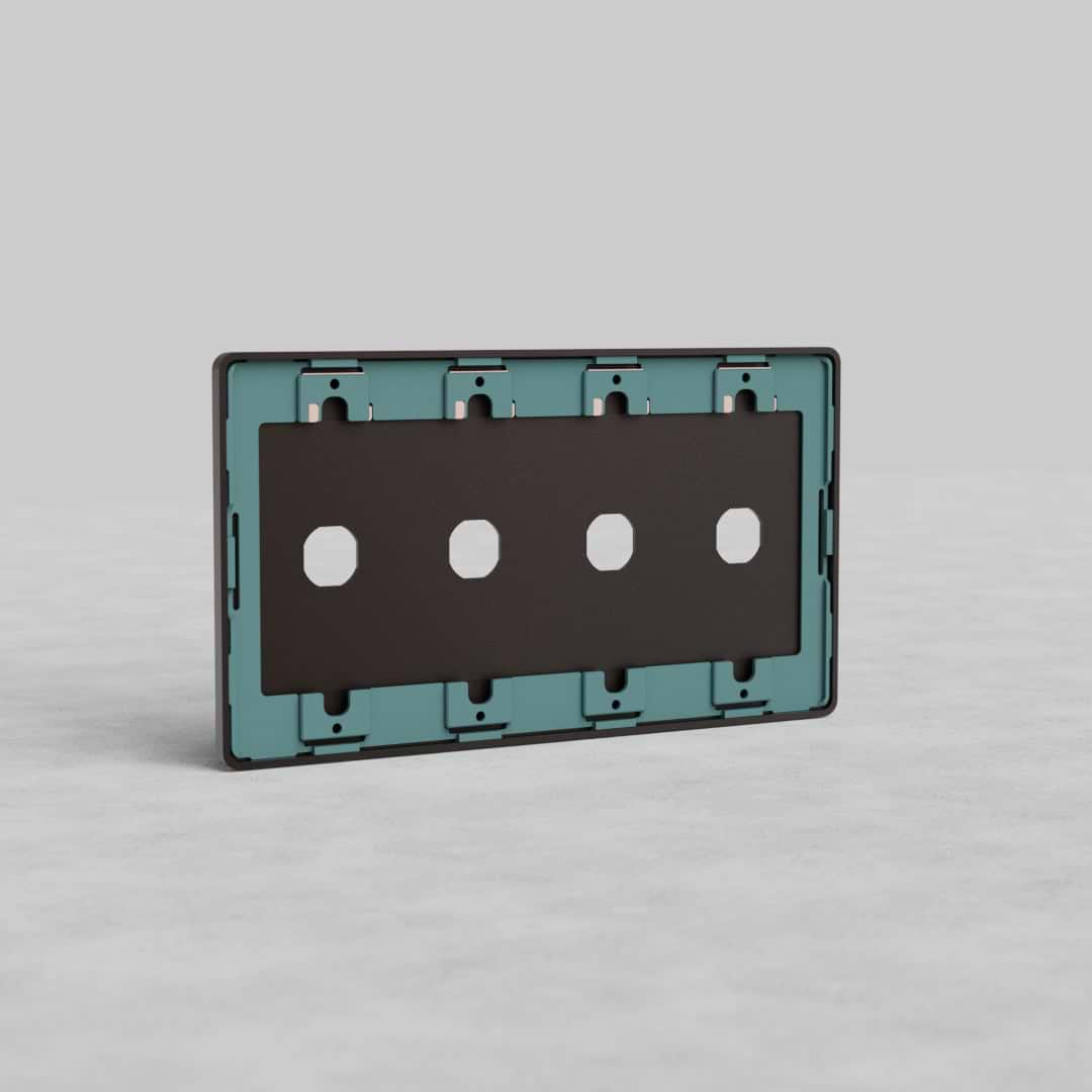 Bronze 4G Switch Plate Grove US with four circular switch cutouts, shown on a plain light gray background.