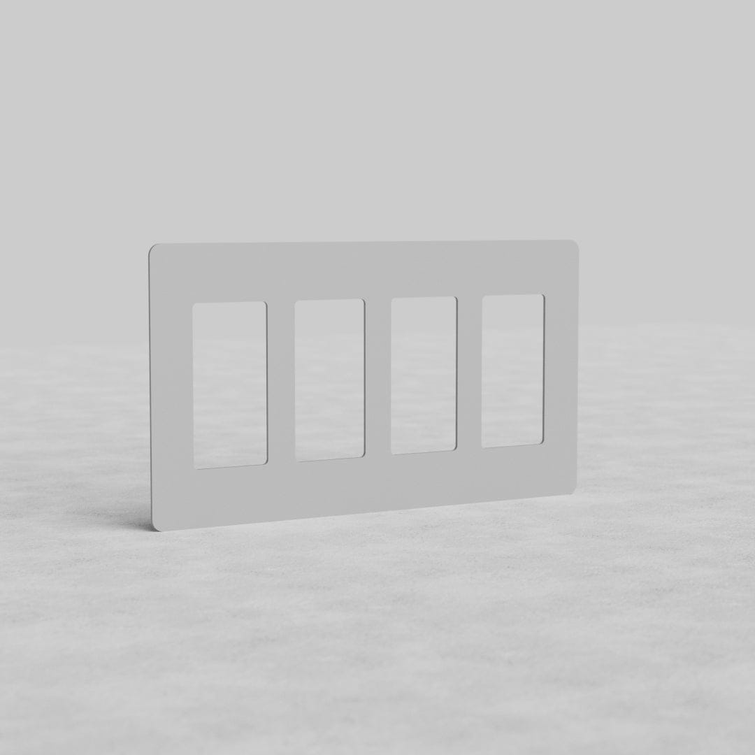 White 4G Outlet Plate Kew US, paintable finish, featuring four rectangular openings, on light background.