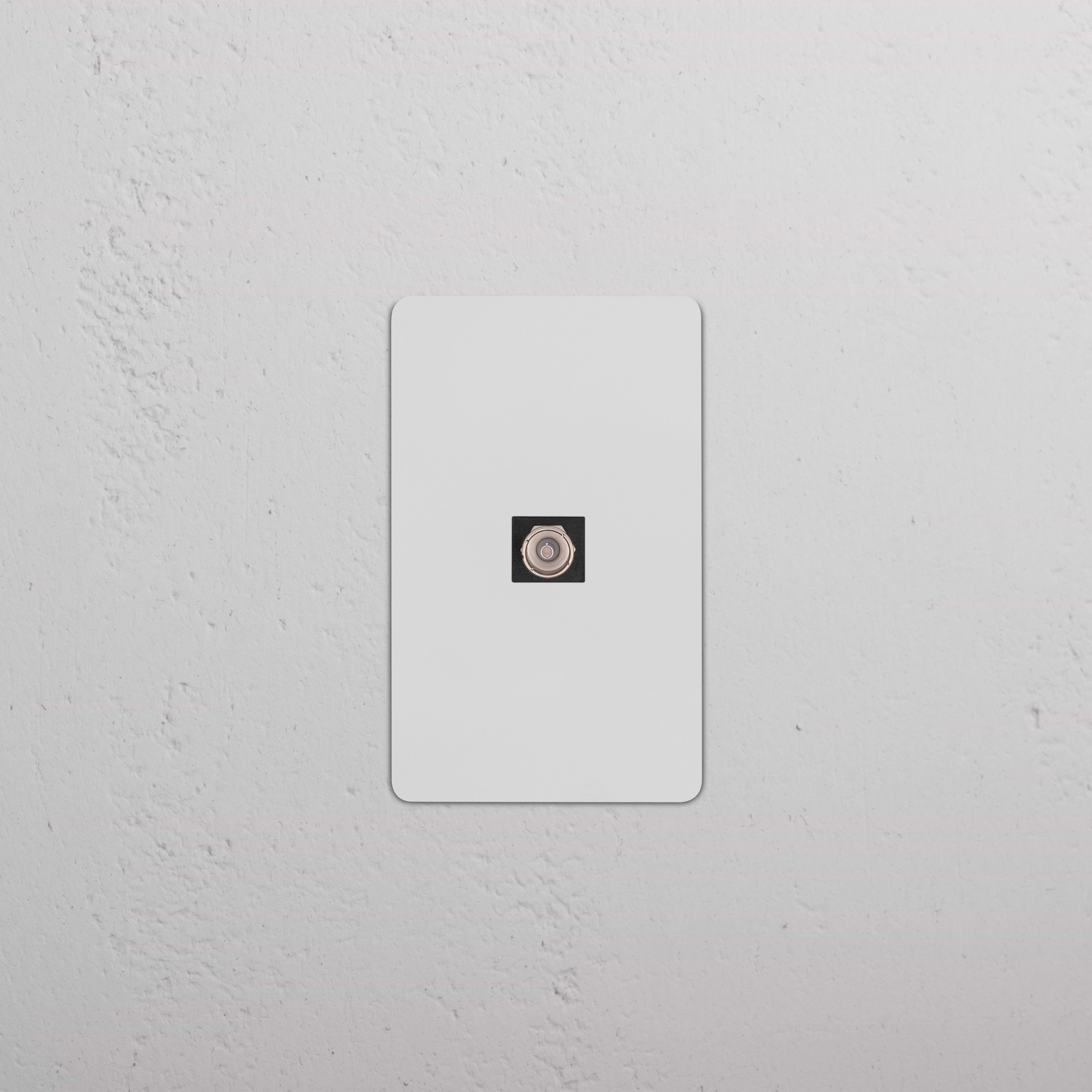 Kew 1G TV Keystone paintable black faceplate with single coaxial TV outlet, suitable for custom finishes.