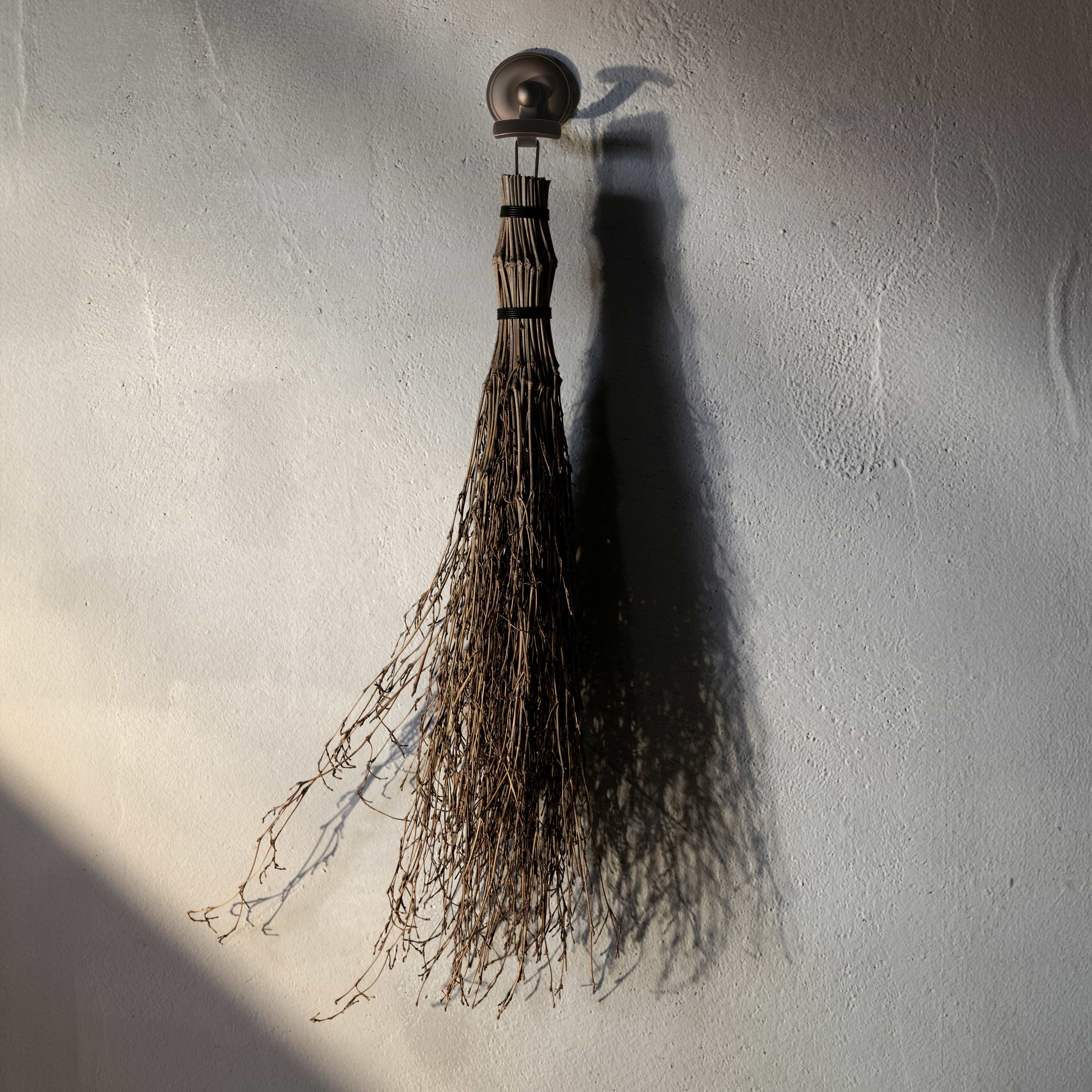 Bronze Portland Hook mounted on a textured wall, used to hang items vertically.