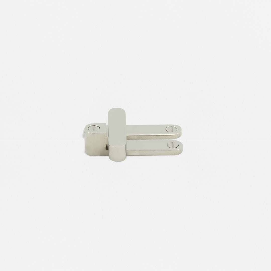 Polished nickel Belmont Single Hung Window Latch with rectangular base, shown on a plain white background.