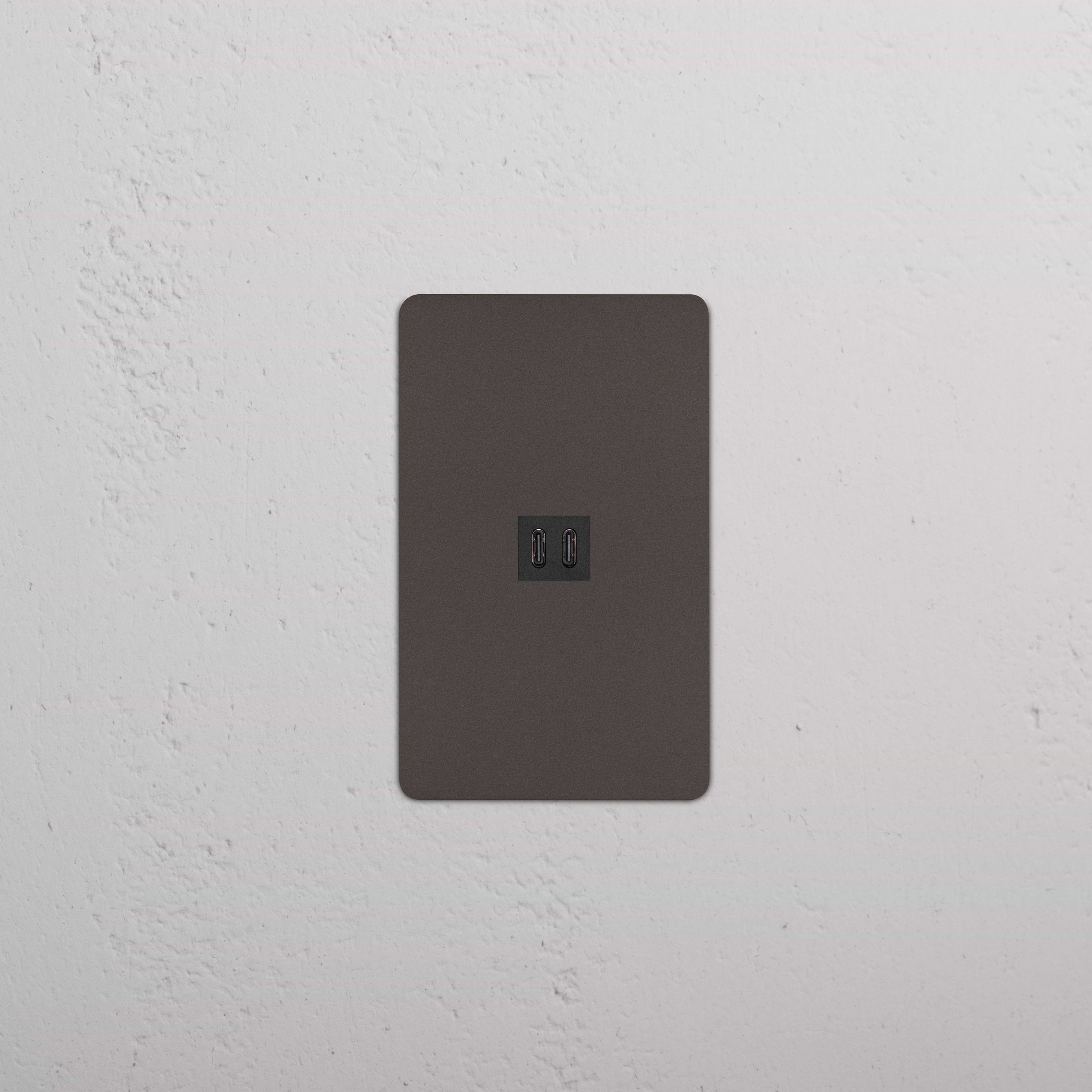 Kew 1G Fast Charge 45W USB Keystone in Bronze Black, wall plate with dual USB ports for charging devices.