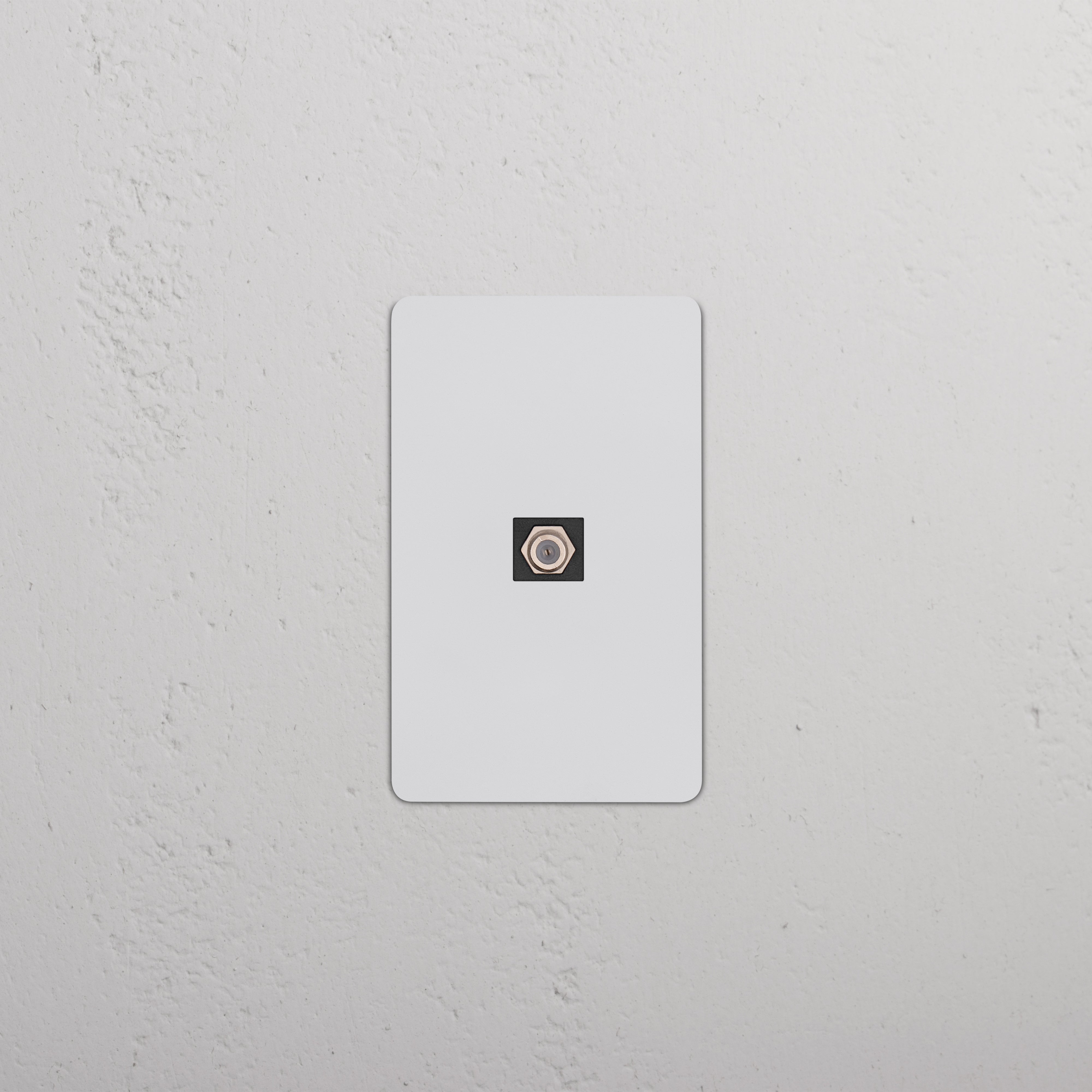 Kew 1G Satellite Keystone wall plate in paintable black, designed for satellite cable connections.