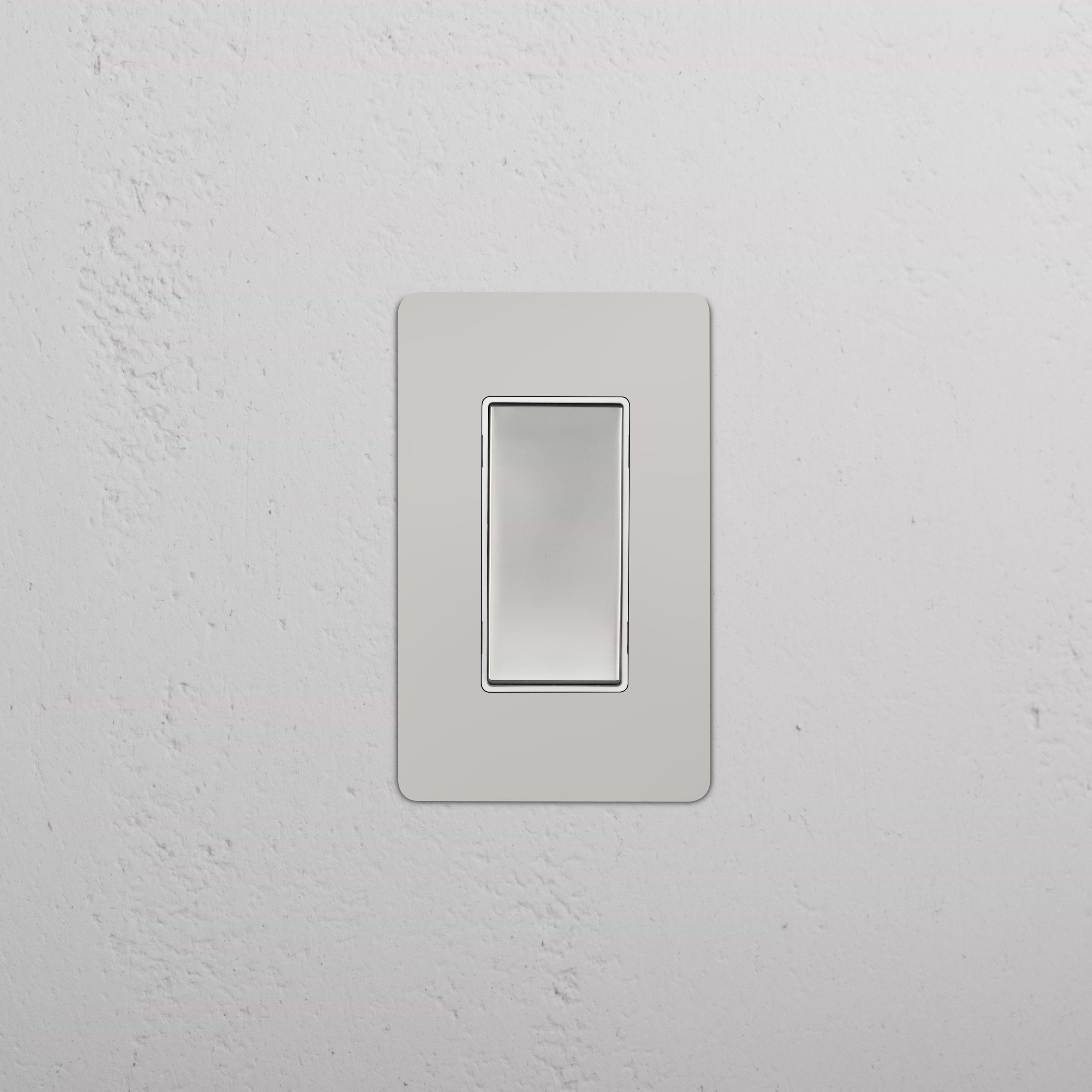 Kew 1G Rocker Switch with polished nickel white faceplate, designed for single-gang electrical use.