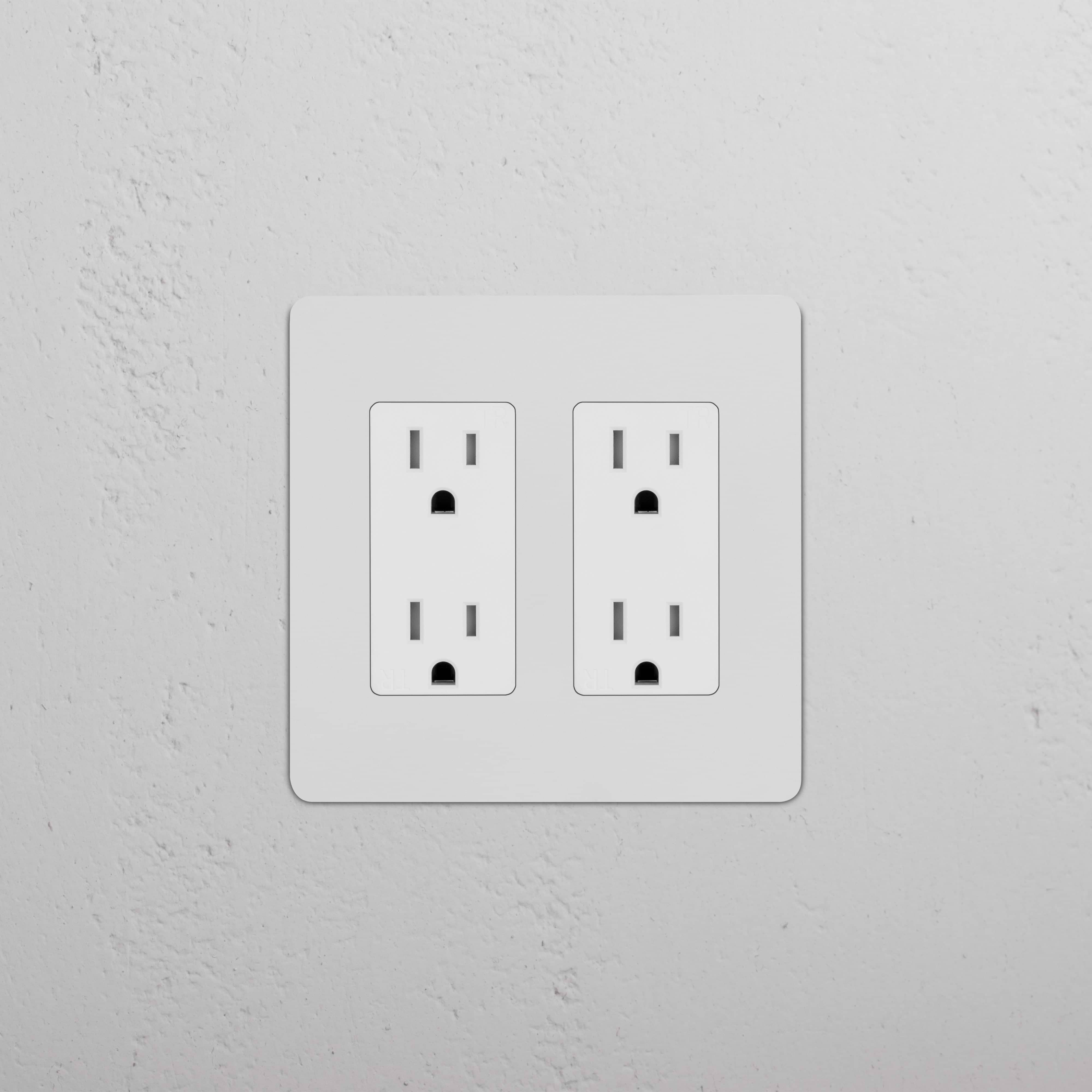 Kew 2G Outlet in paintable white finish, double power socket suitable for custom painting.
